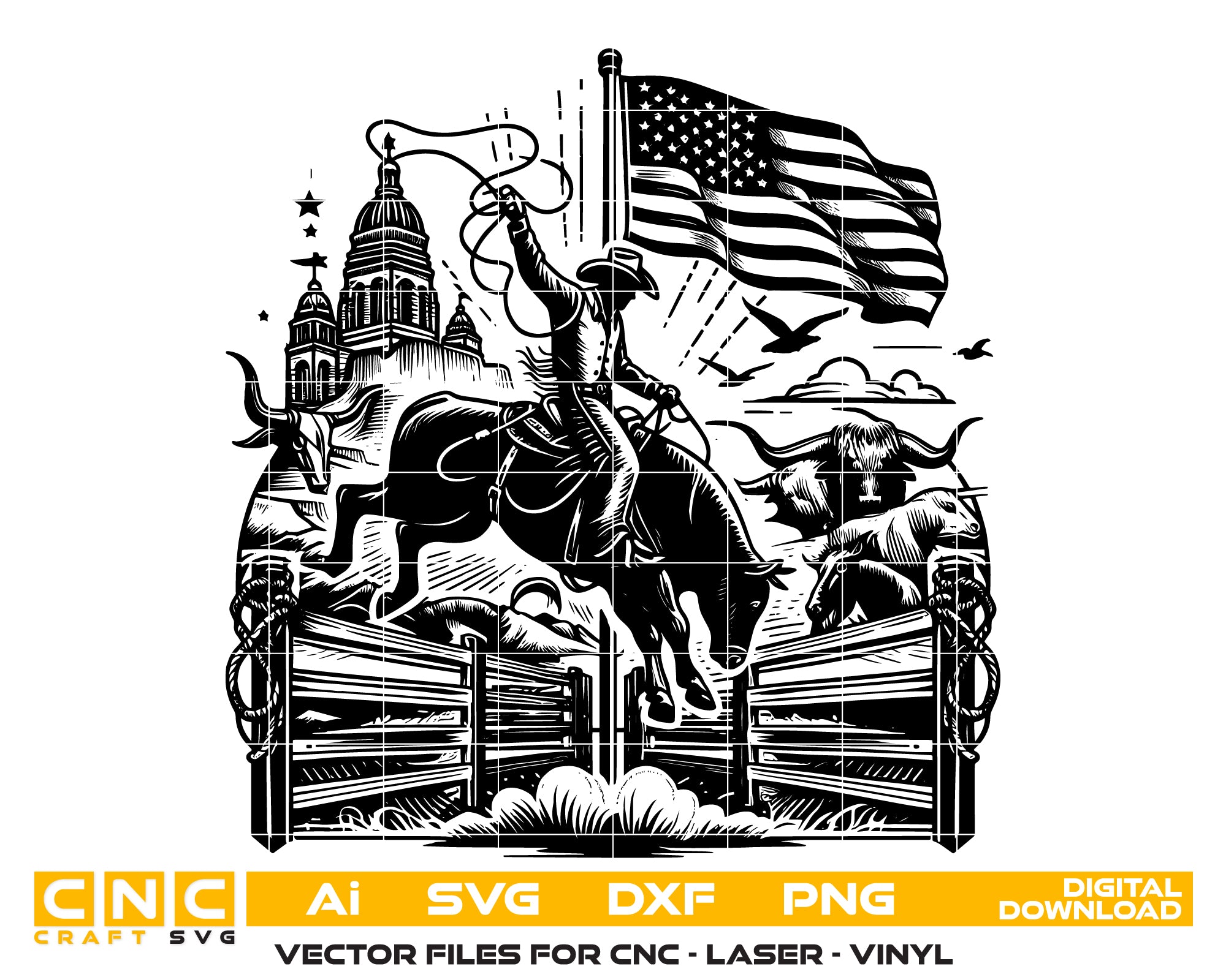 Bull Rider Vector SVG