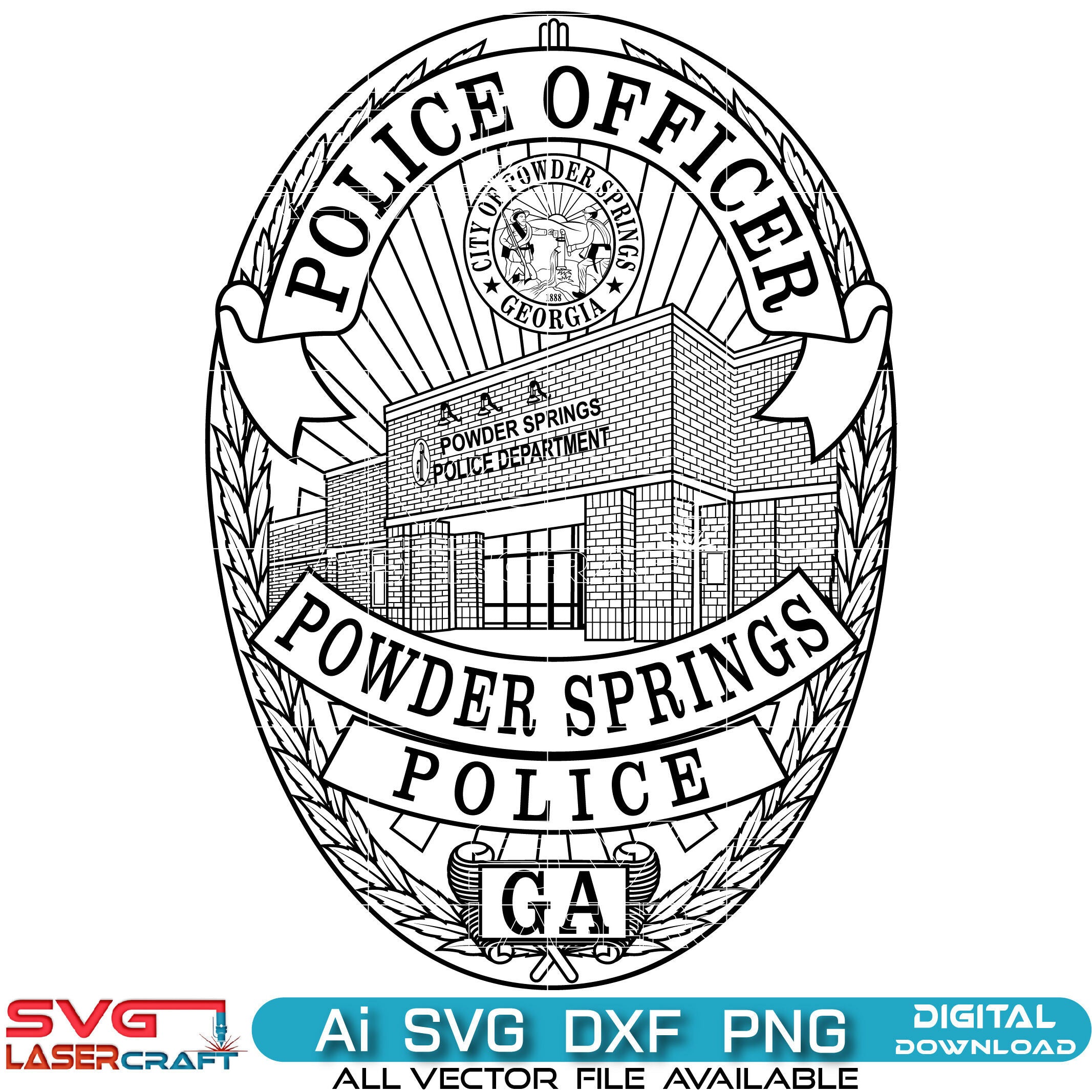 Powder Springs Police Officer Ga Svg Vectot art