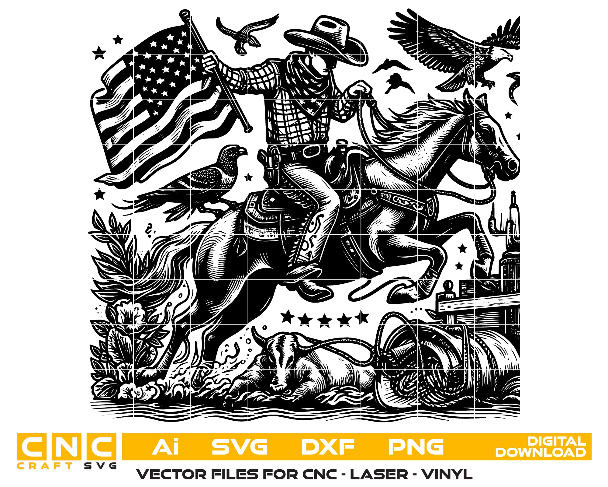 Cowboy Riding Vector