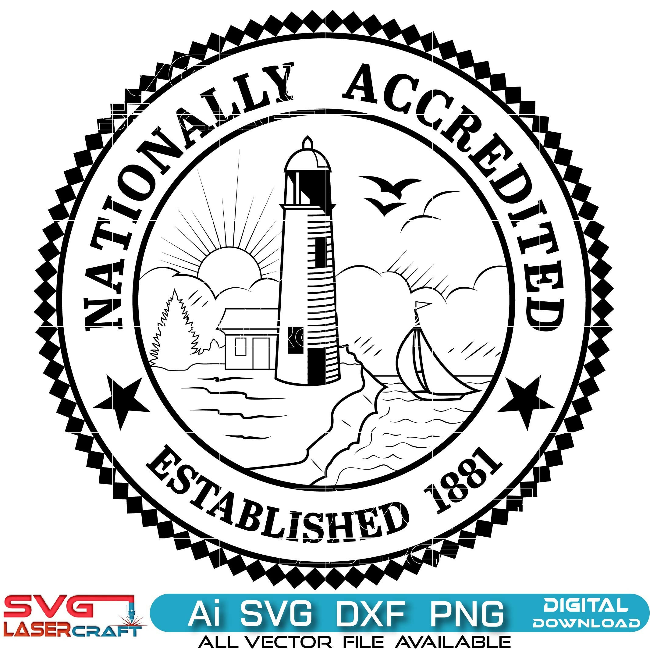 Nationally Accredited Established Seal Vector Art