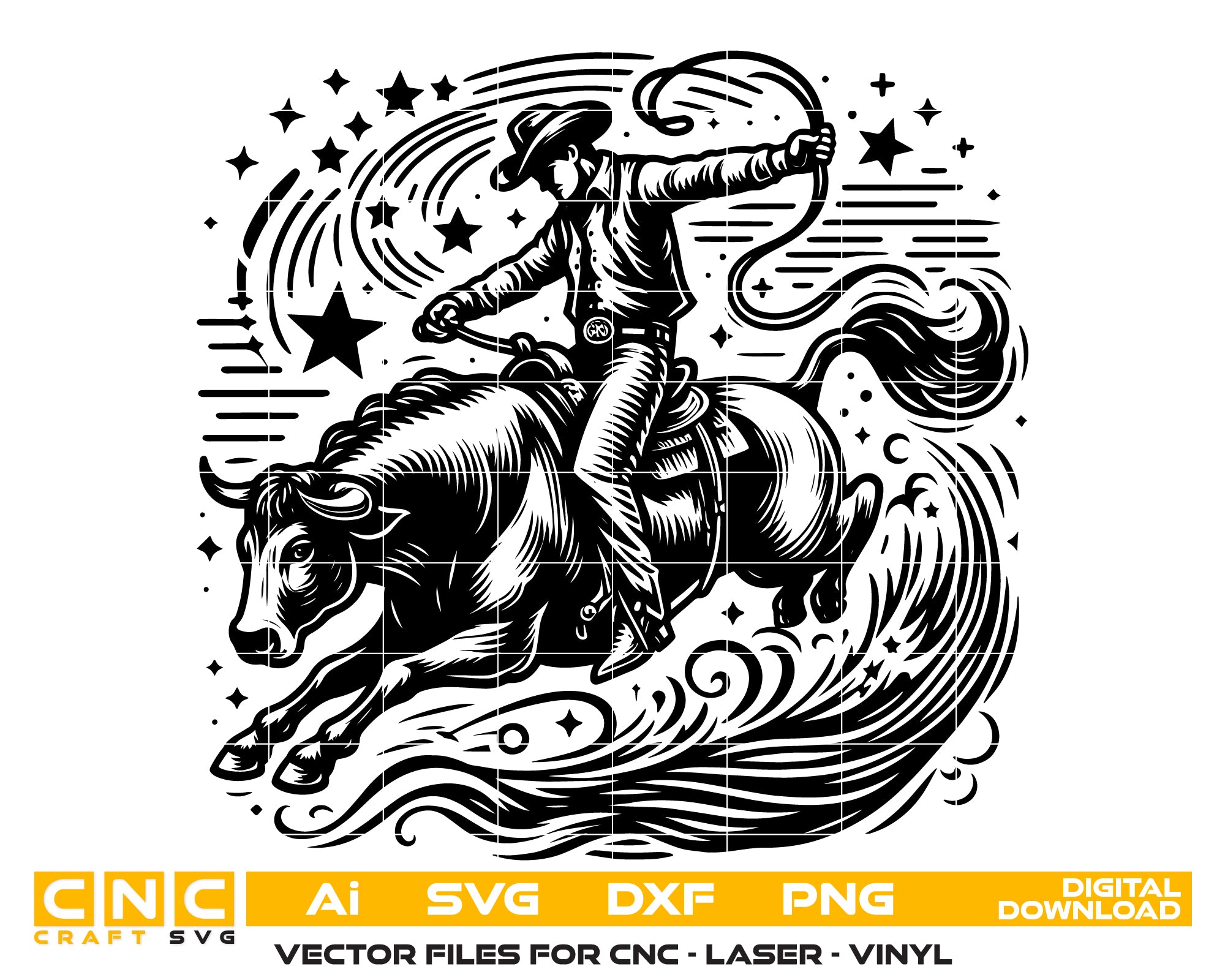 Bull Rider Vector Design