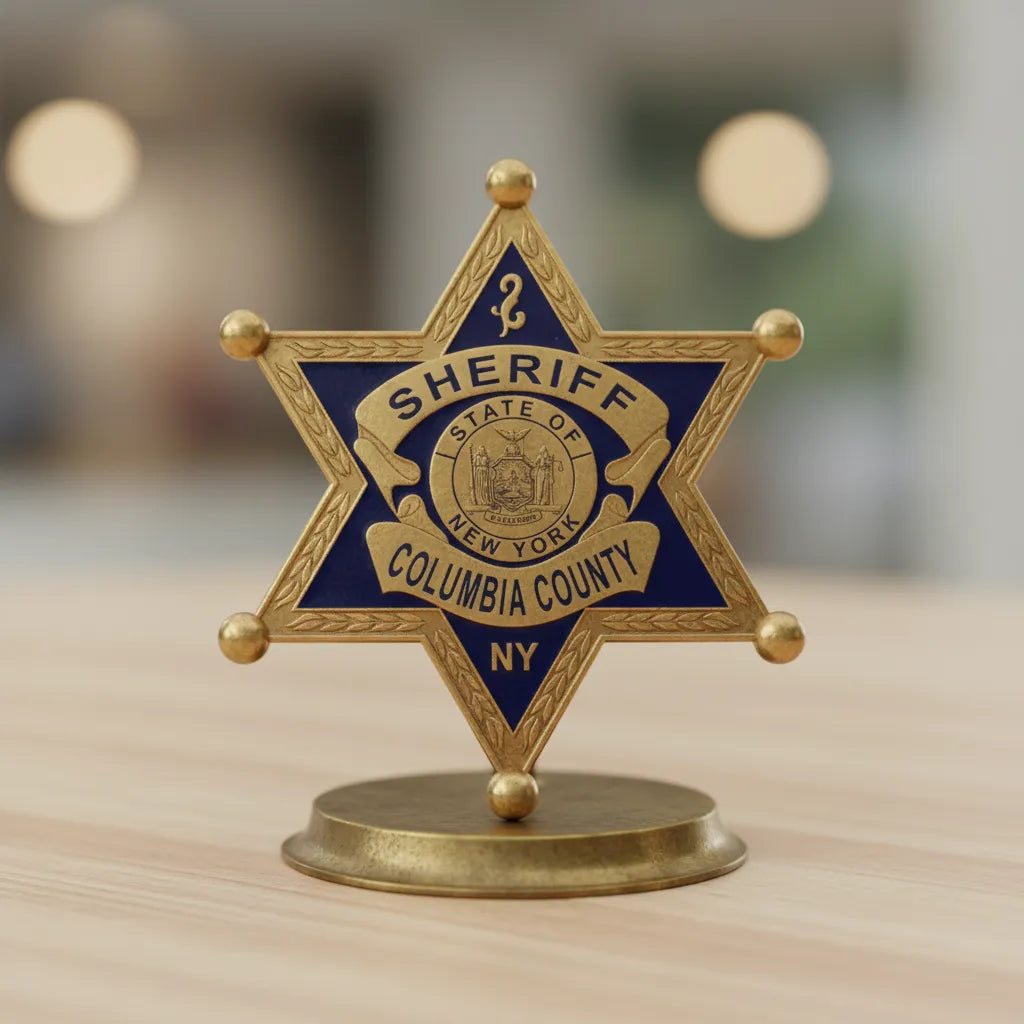 Columbia County Sheriff Badge SVG
New York Law Enforcement Vector Design
6-Point Star Sheriff Badge Engraving File
Columbia County NY Sign CNC File
State of New York Seal Vector for Laser Cutting