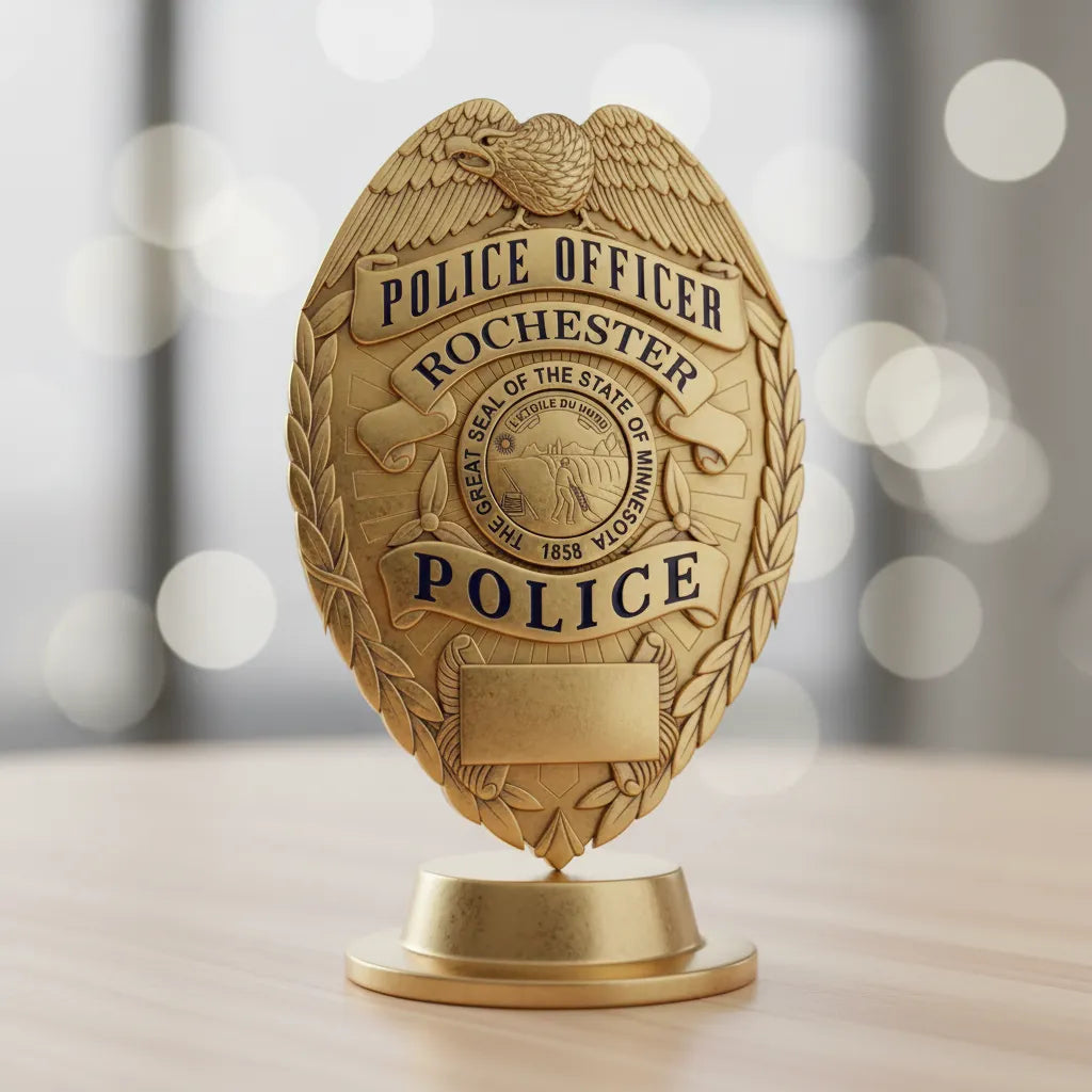 Rochester Police Officer Badge SVG
Minnesota Law Enforcement Vector Design
Eagle Police Badge Engraving File
Rochester MN Police Sign CNC File
State of Minnesota Seal Vector for Laser Cutting