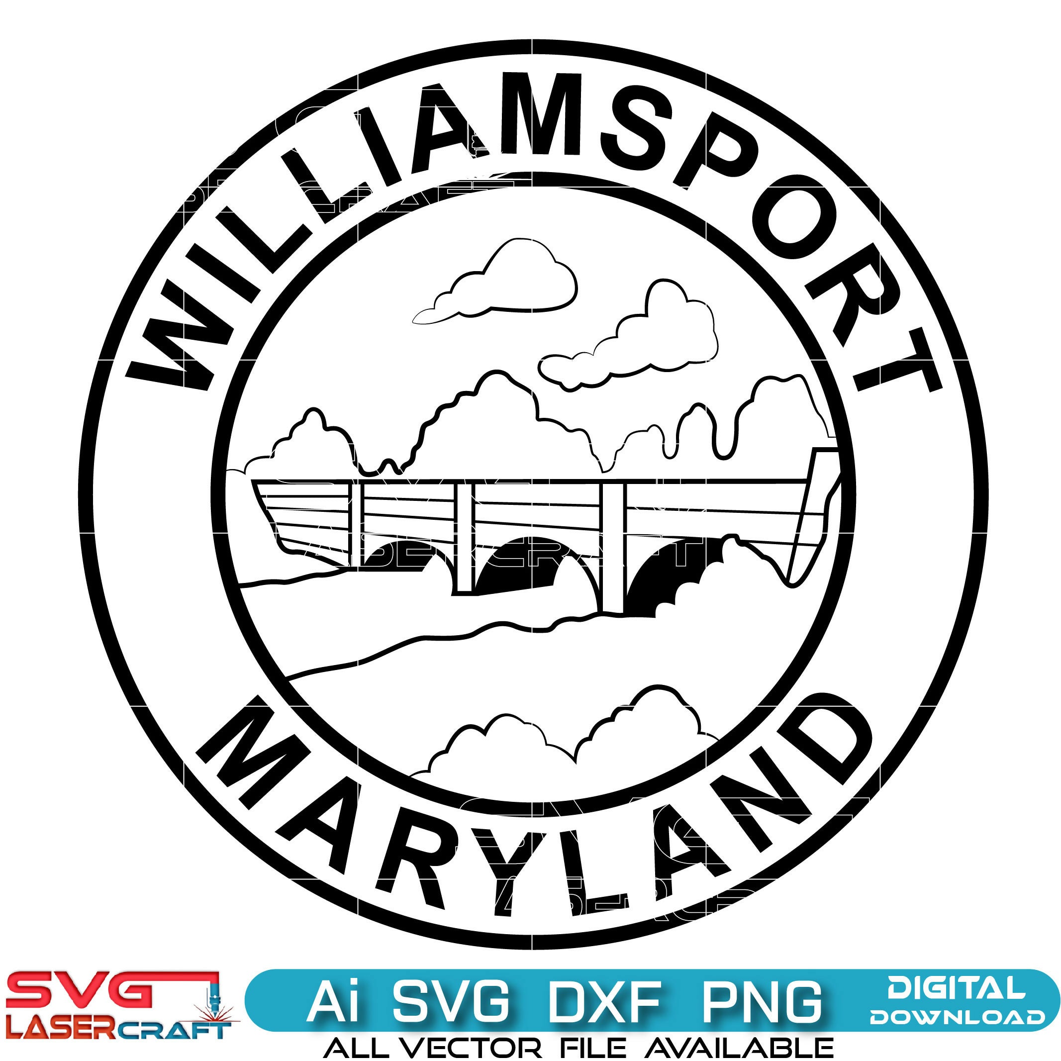 Williamsport Maryland Seal SVG Vector Art Digital Download