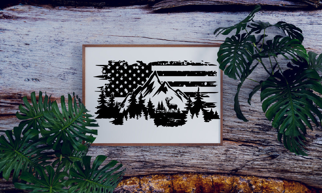 American Flag Deer Mountain Digital File
