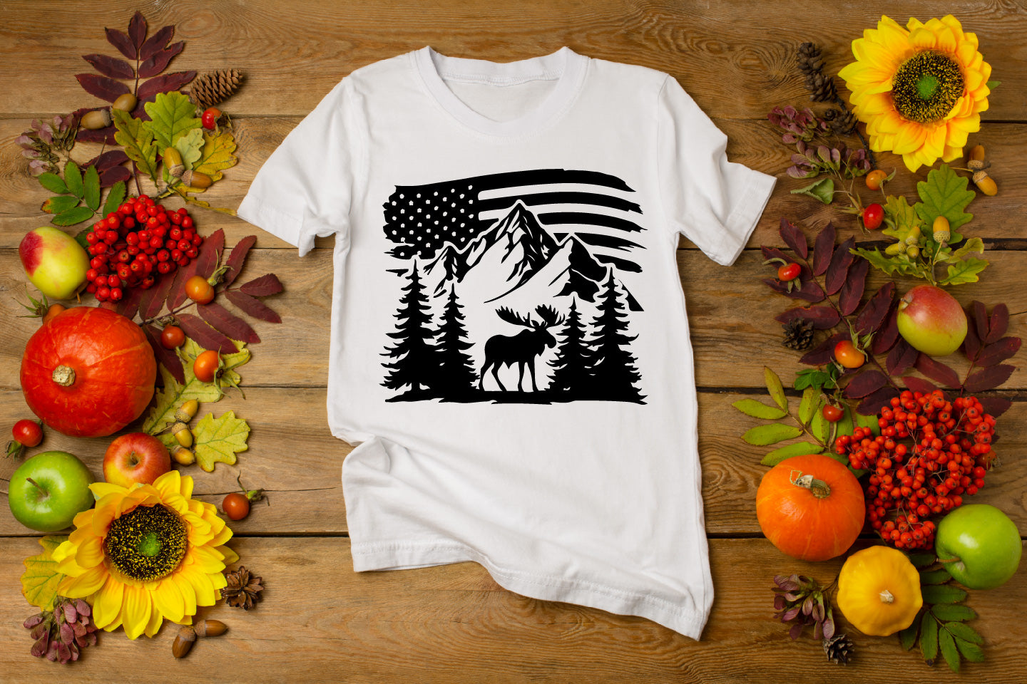 American Flag Elk Buck Deer Mountain Wildlife Digital File