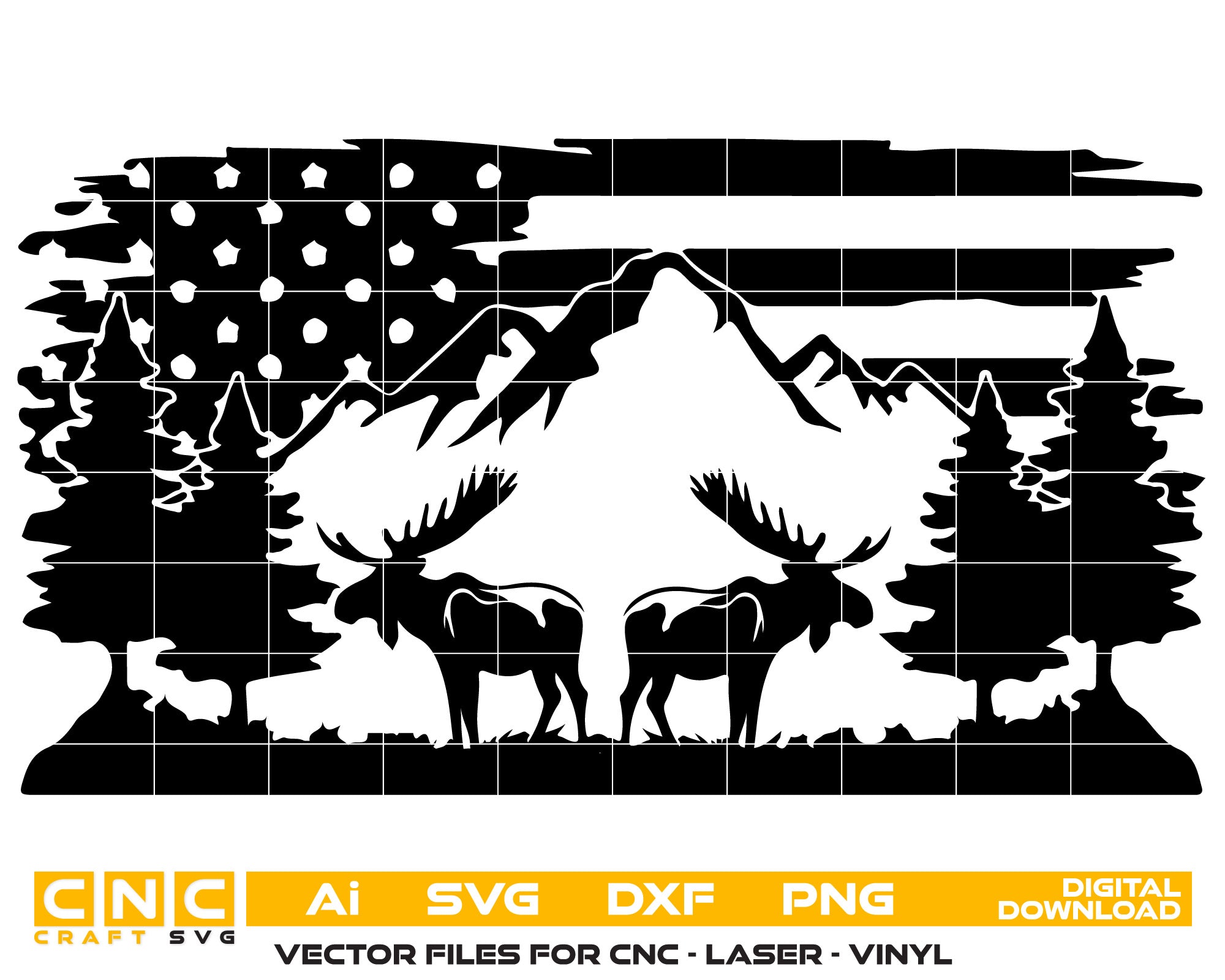 American Flag & Moose Mountain Digital File