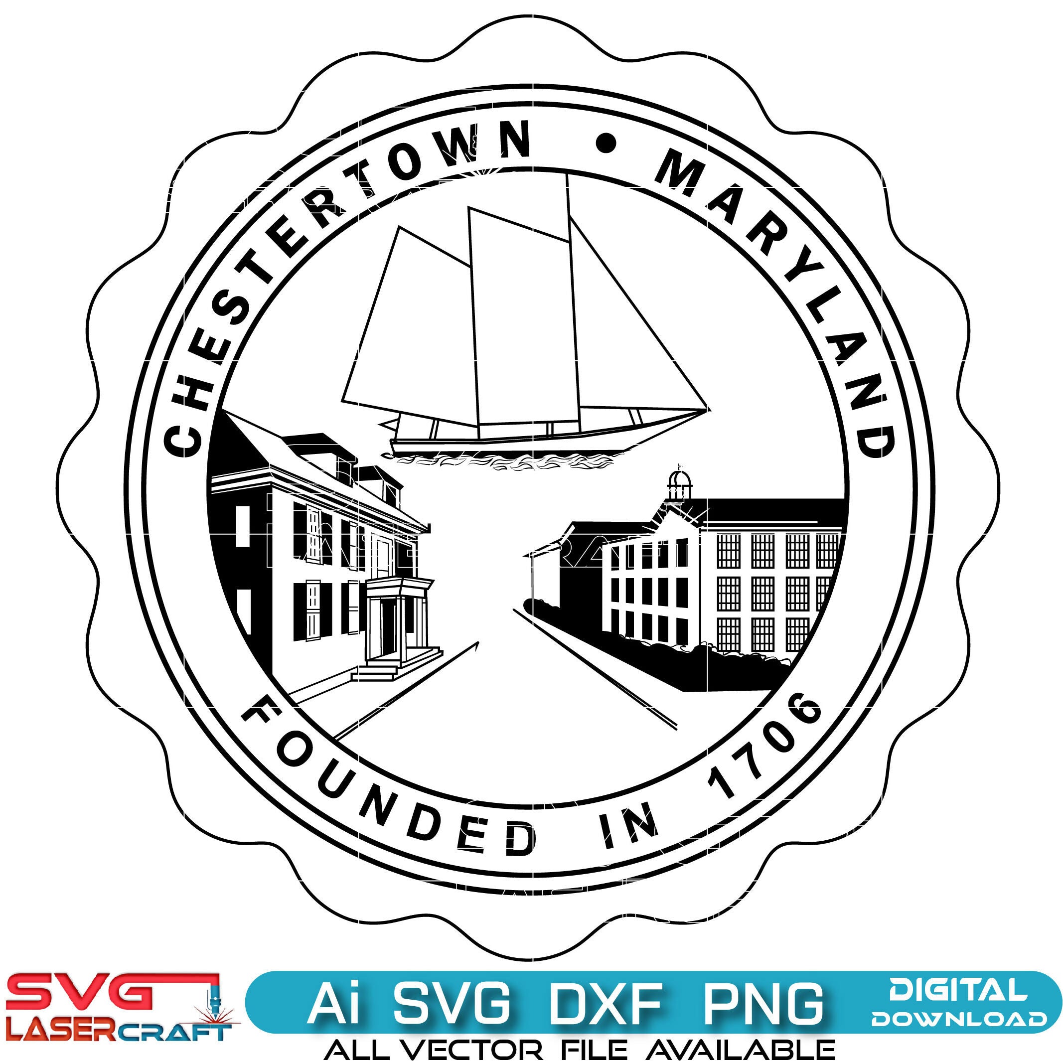 Chestertown Maryland Founded Seal Svg Vector Art