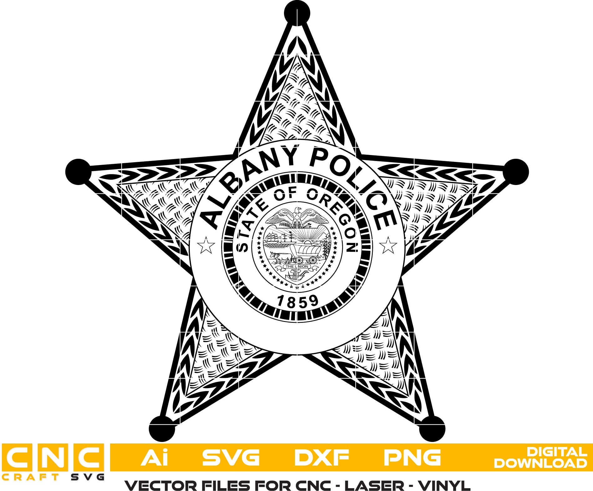 Albany Police Badge & Oregon Police Badge Vector File | SVG, PNG, DXF, AI