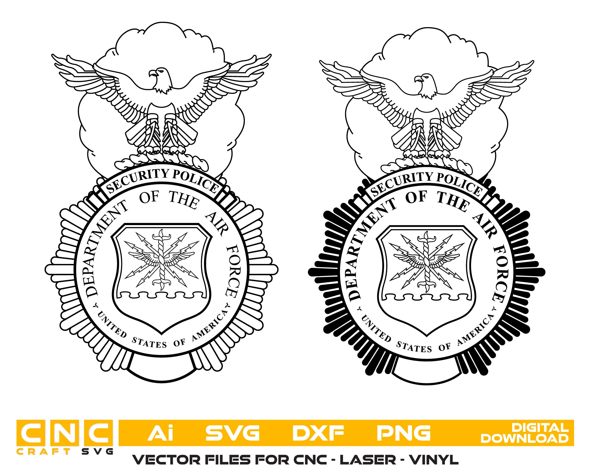 America Air Force Security Police Badge – High-Quality Vector File for Engraving & Printing