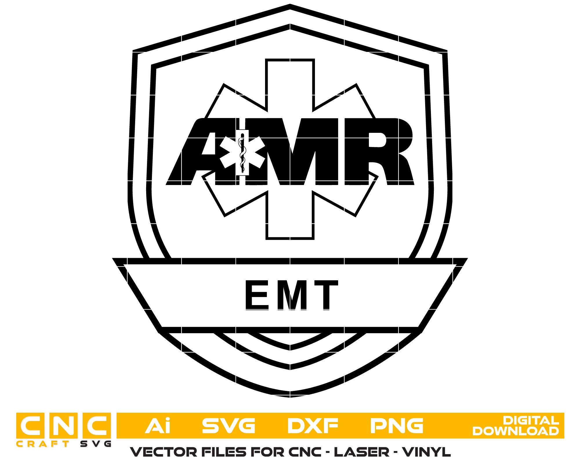 EMT Patch SVG Design - Ambulance Paramedic Symbol Digital Cut File