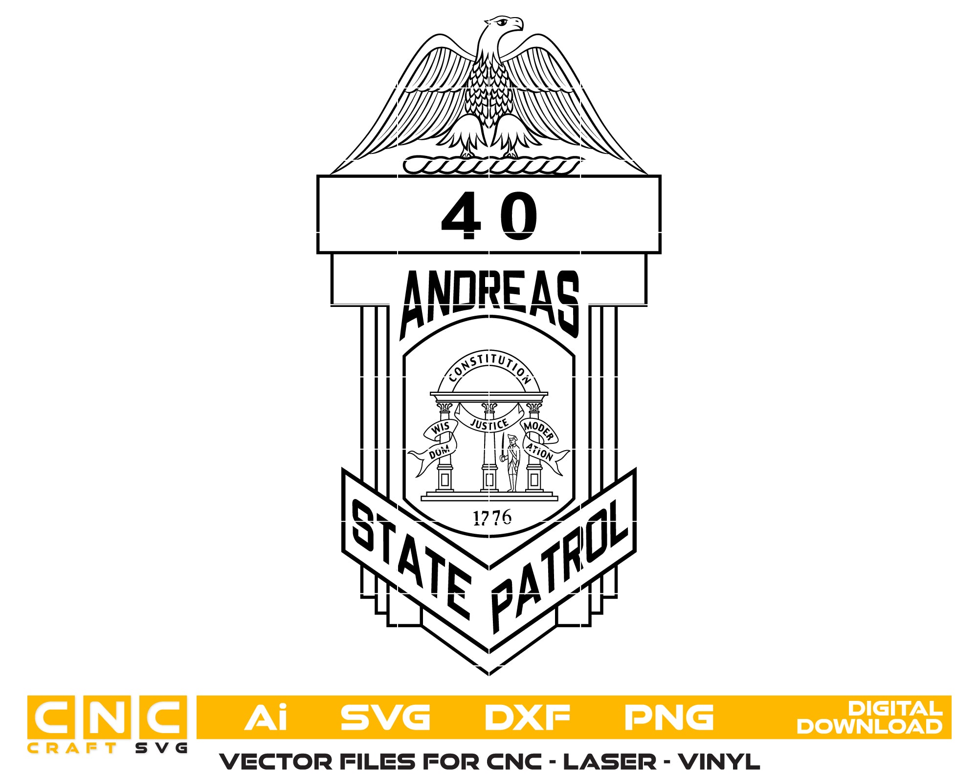 Andreas State Patrol Hat Badge