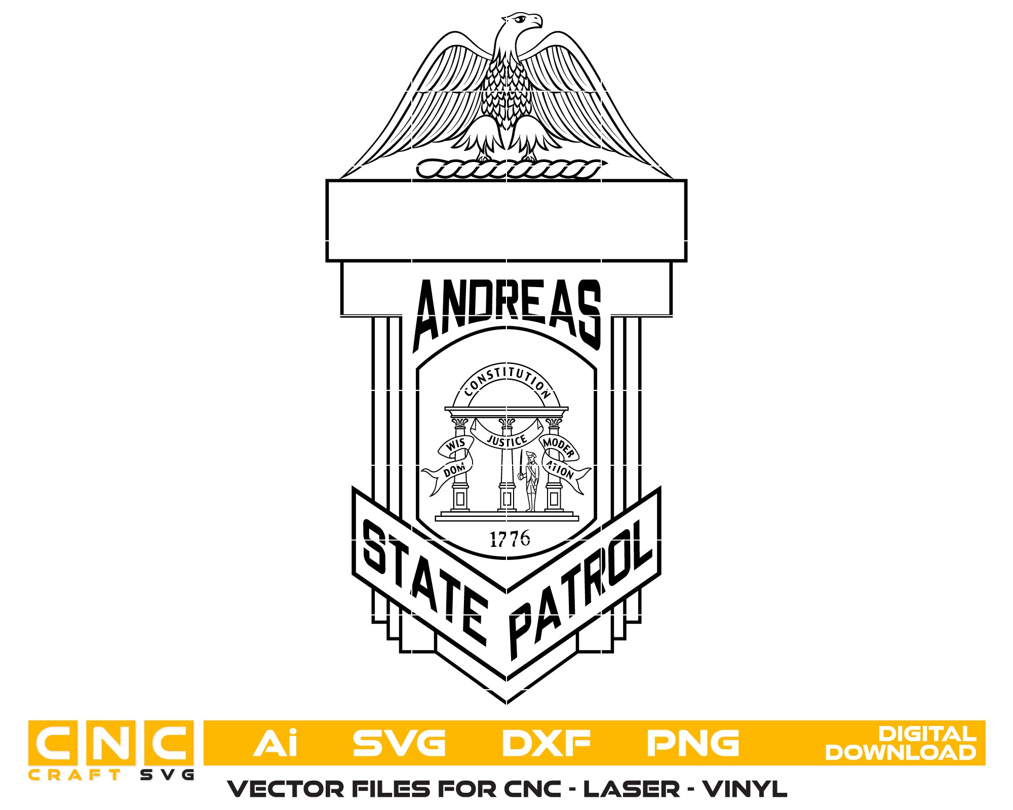 Andreas State Patrol Hat Badge