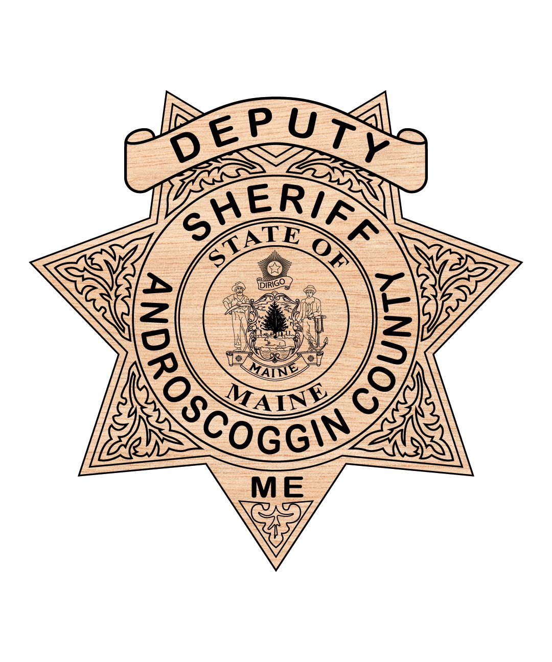 Androscoggin County Sheriff Badge SVG, Deputy Sheriff Badge Vector, County Sheriff Emblem SVG, Law Enforcement Badge Design, Police Shield Vector, Engraving Badge File