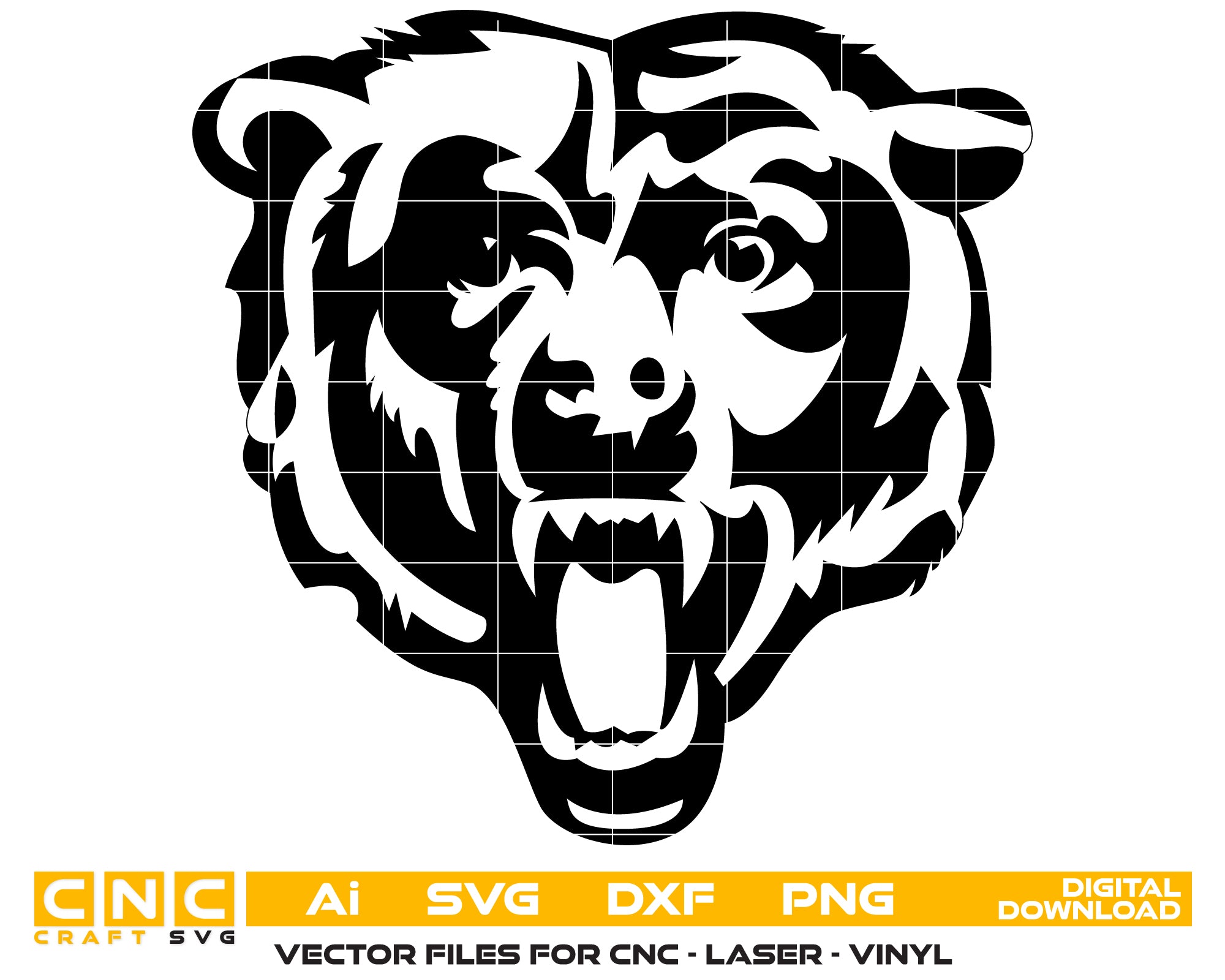 Angry Bear Head SVG, Bear Mascot Vector Design, Fierce Animal Head SVG, Bear Logo SVG File, Wild Animal Mascot SVG