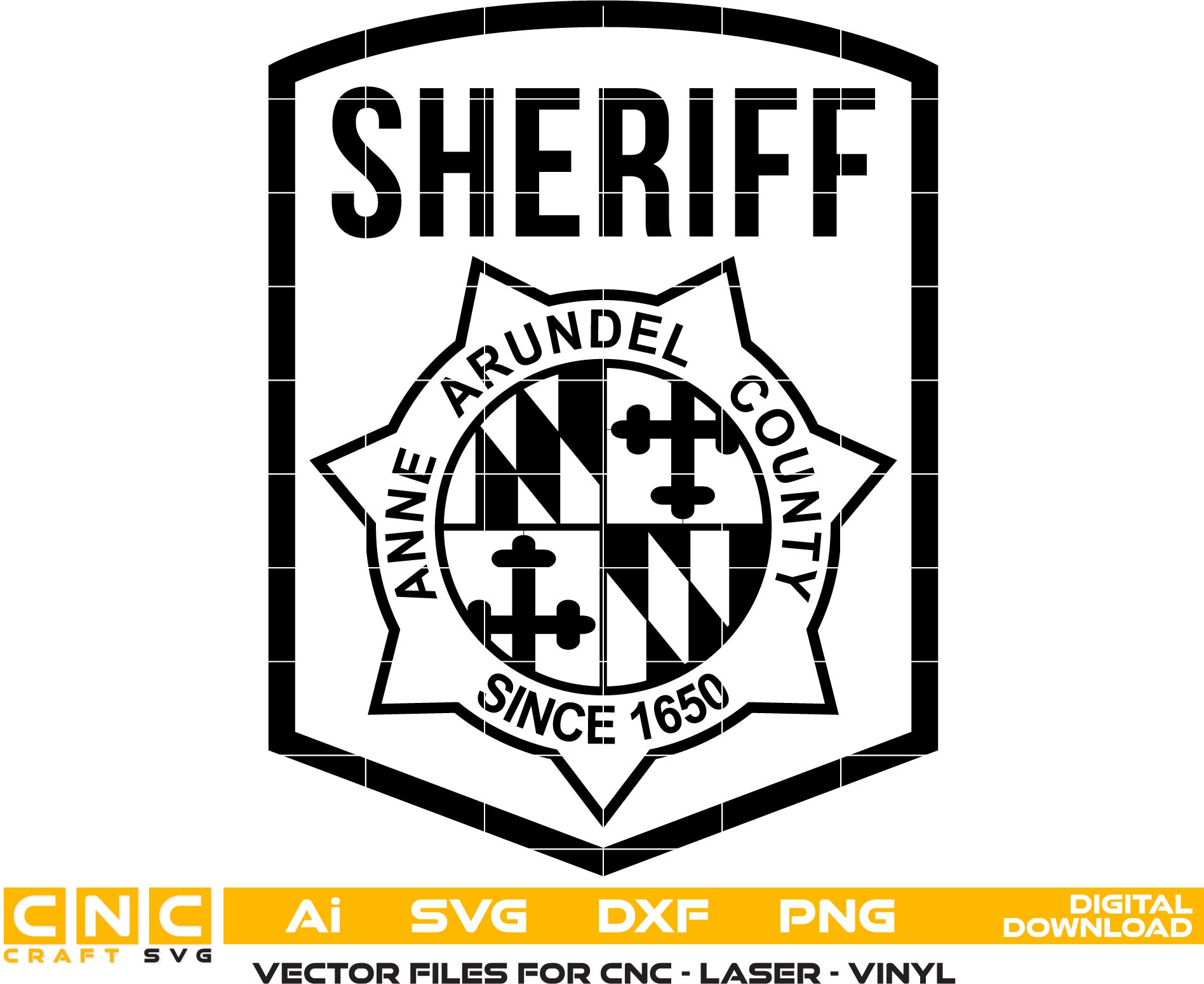 Anne Arundel County Sheriff Badge, Sheriff Badge Vector Illustration, Digital File