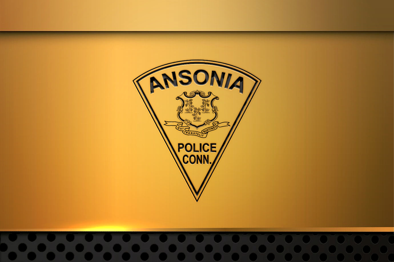 Ansonia Police Department logo on a gold background