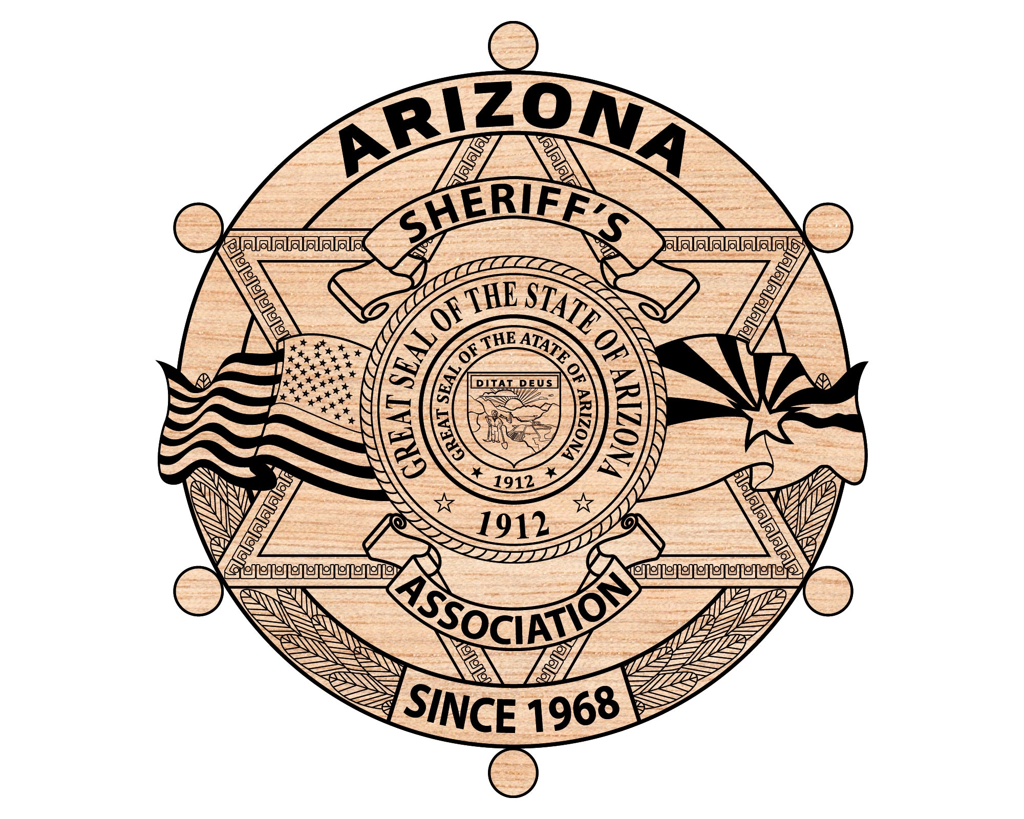 Arizona Sheriff Association Badge SVG, Sheriff Badge Vector, Arizona Law Enforcement Emblem, Police Badge for Engraving, CNC, and Printing