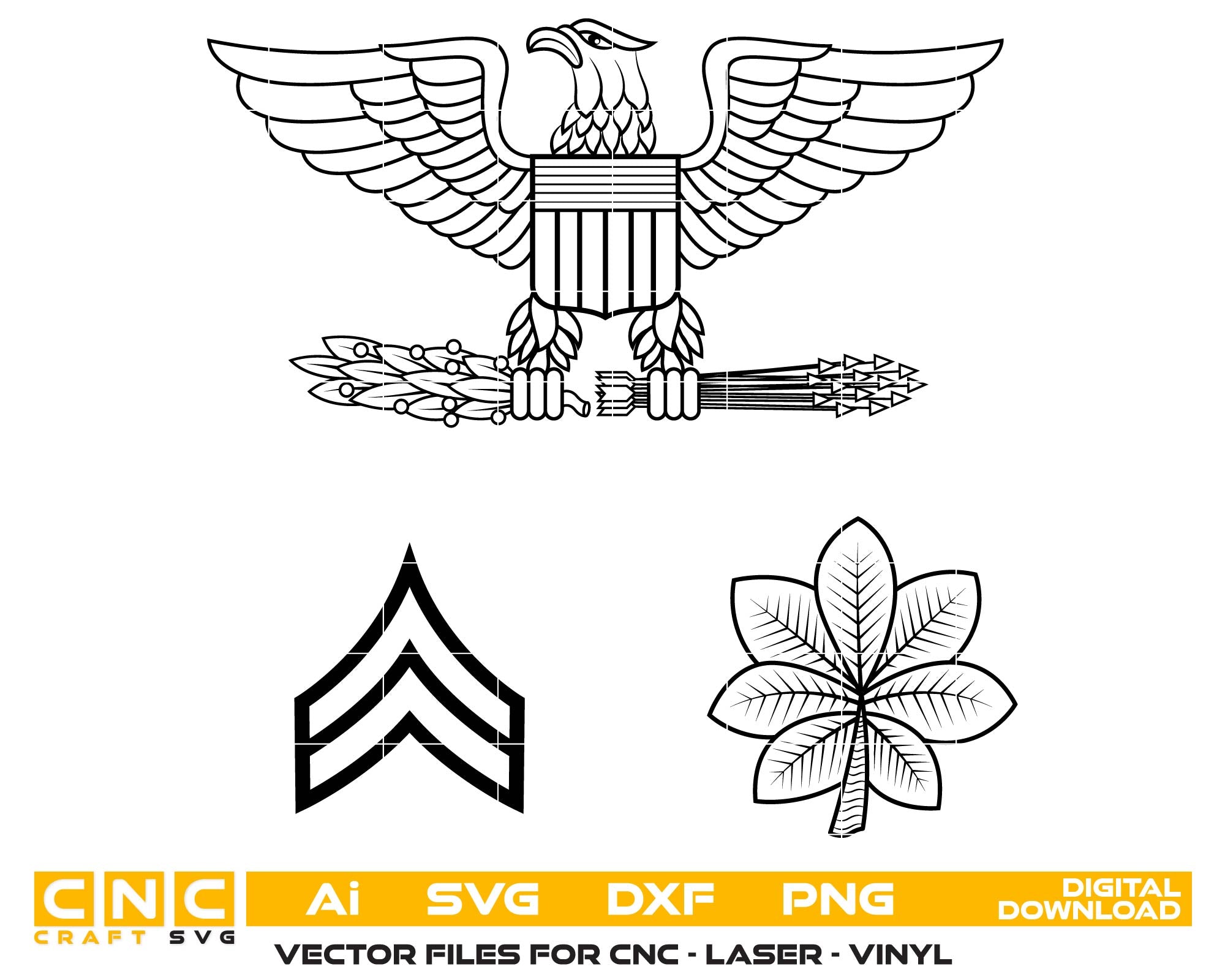 Army Colonel Rank SVG, Colonel Insignia Vector, U.S. Army Eagle SVG, Military Rank Badge SVG, Colonel Rank Emblem, Army Insignia for CNC, Military SVG Design