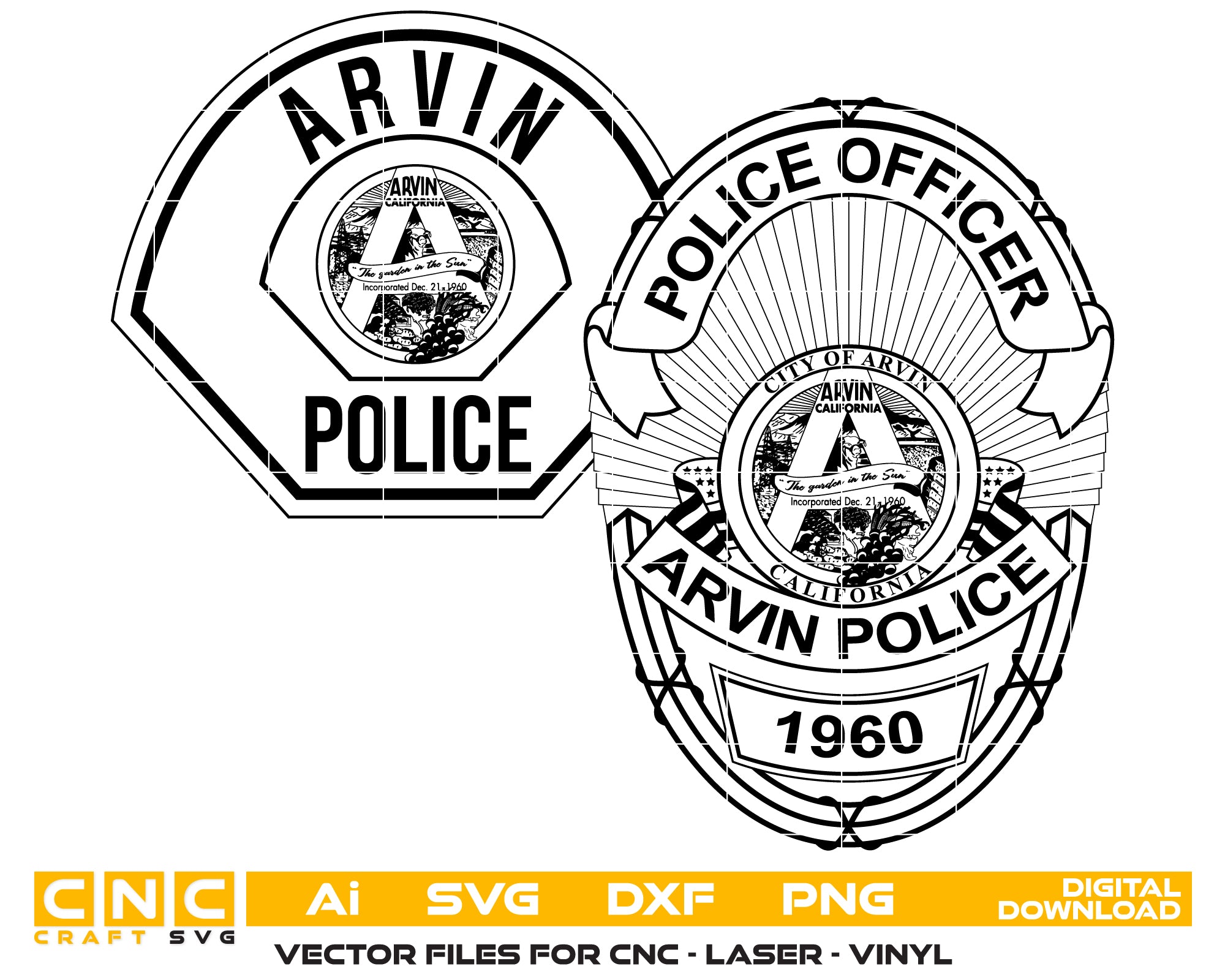 Arvin Police Department Badge SVG, Arvin CA Police Badge Vector, California Law Enforcement Emblem SVG, Police Badge Design SVG, Arvin PD Badge Logo