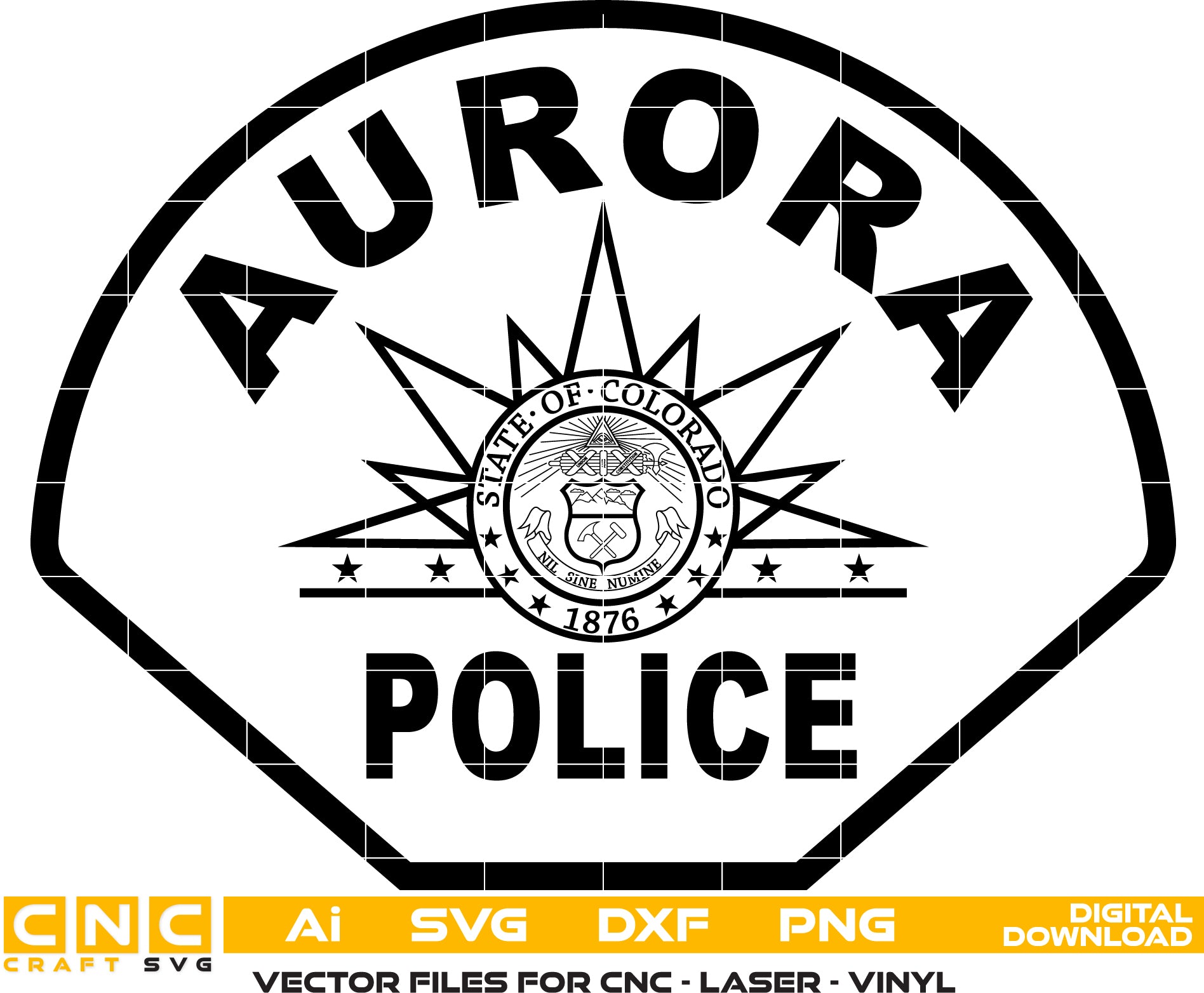 Aurora Police Badge Vector art Digital file
