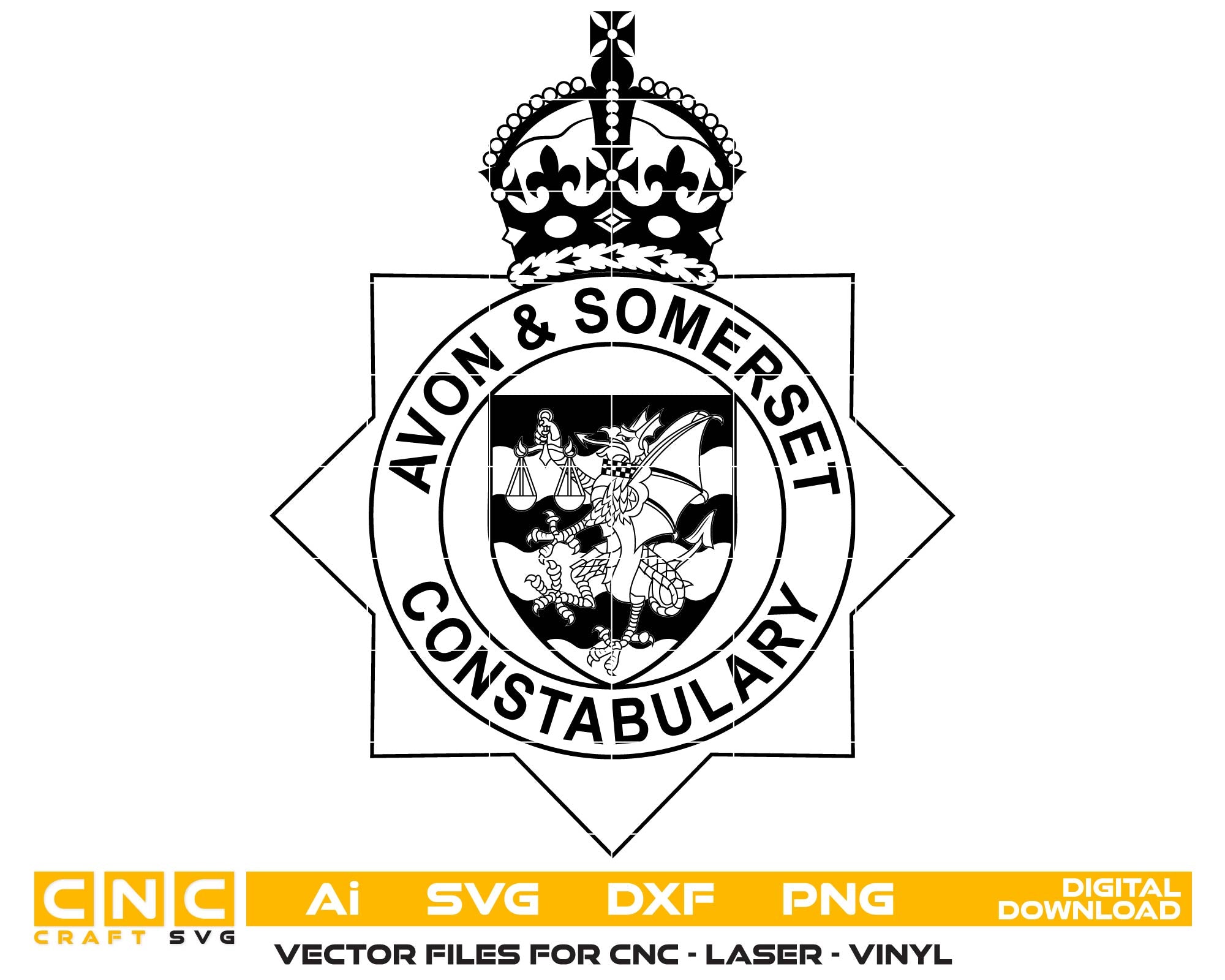 Logo of Avon & Somerset Constabulary with a crown on a white background