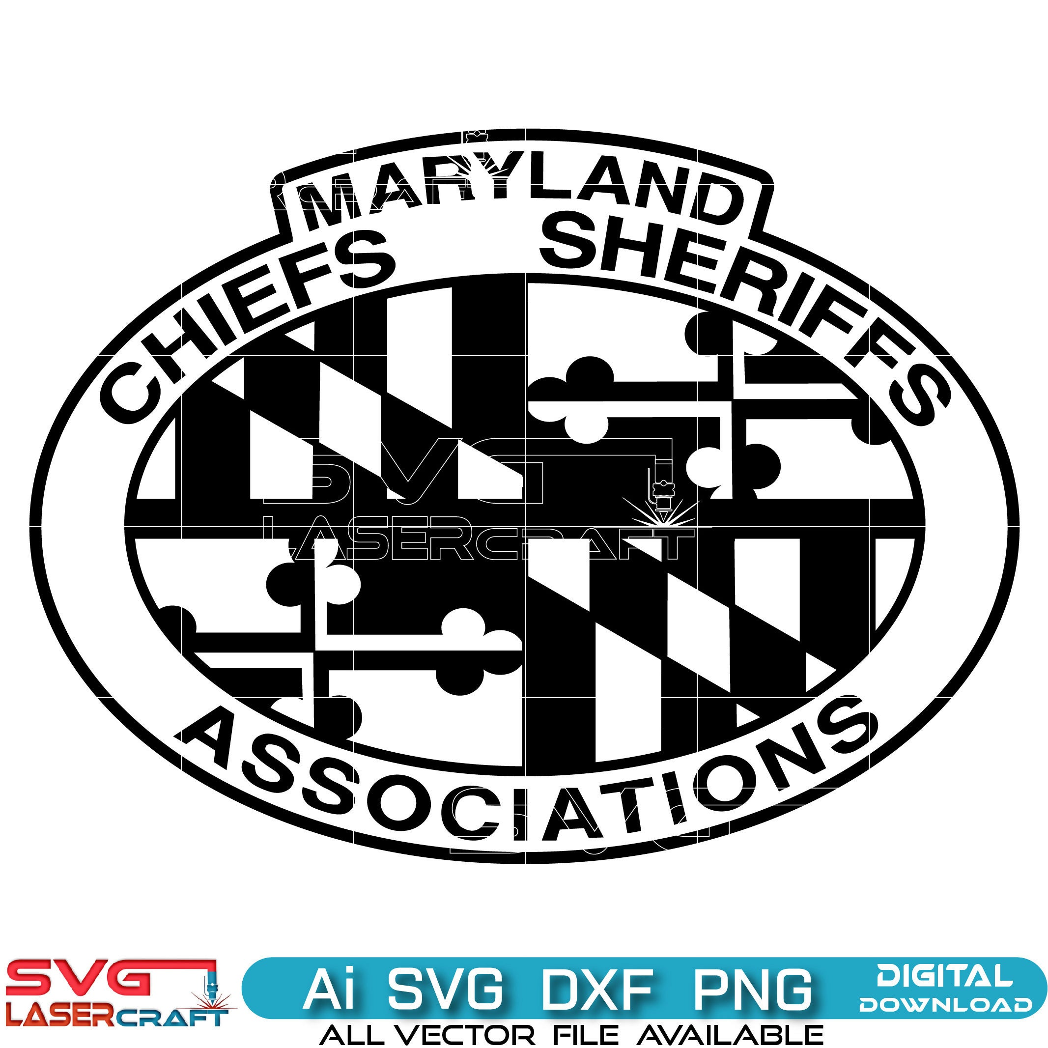 Associations Chiefs Sheriffs Maryland Badge SVG | Vector Art Digital File