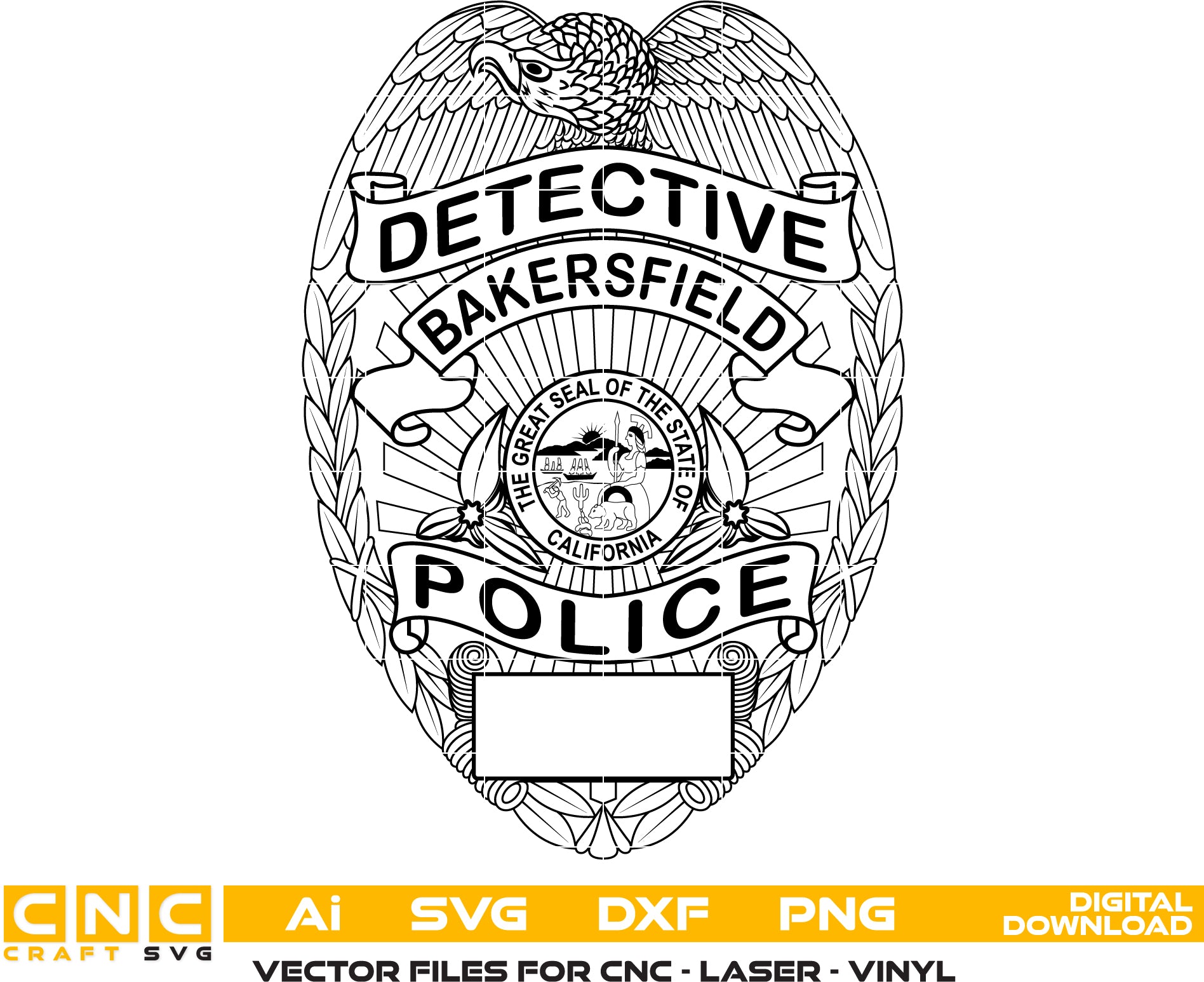 Bakersfield Police Detective Patch SVG - Woodworking & Print Designs