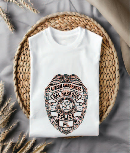 Bal Harbour Police Sergeant Badge SVG, Autism Awareness Badge Vector, Florida Police Badge SVG, Law Enforcement SVG, Police Badge for Engraving