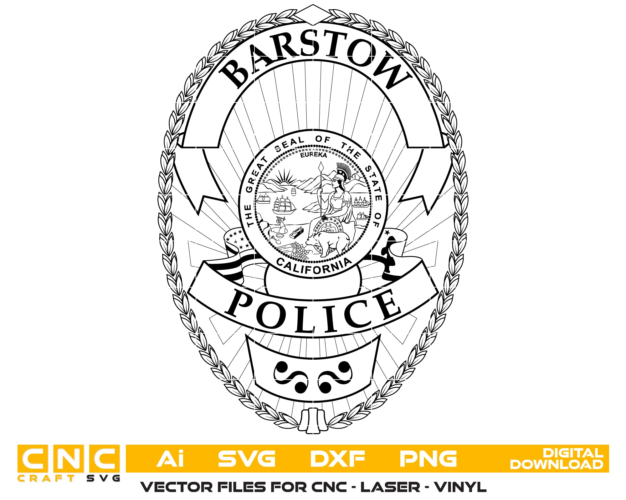 Barstow Police Department Badge SVG, Barstow Police Logo Vector, California Police Badge SVG, Law Enforcement Badge Digital File, Police Patch SVG Design