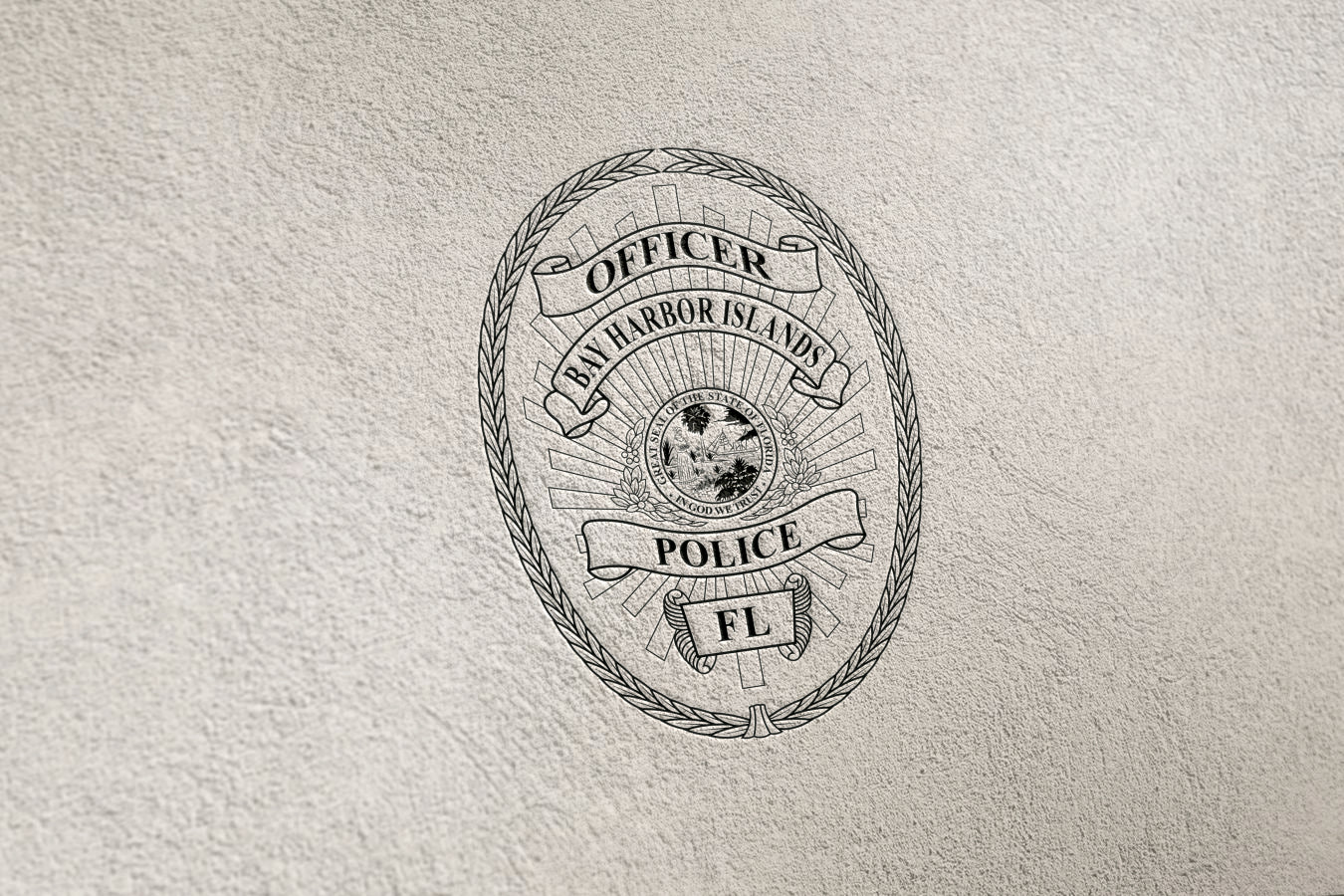 Police badge of the Town of Harbor Islands, FL on a textured white background