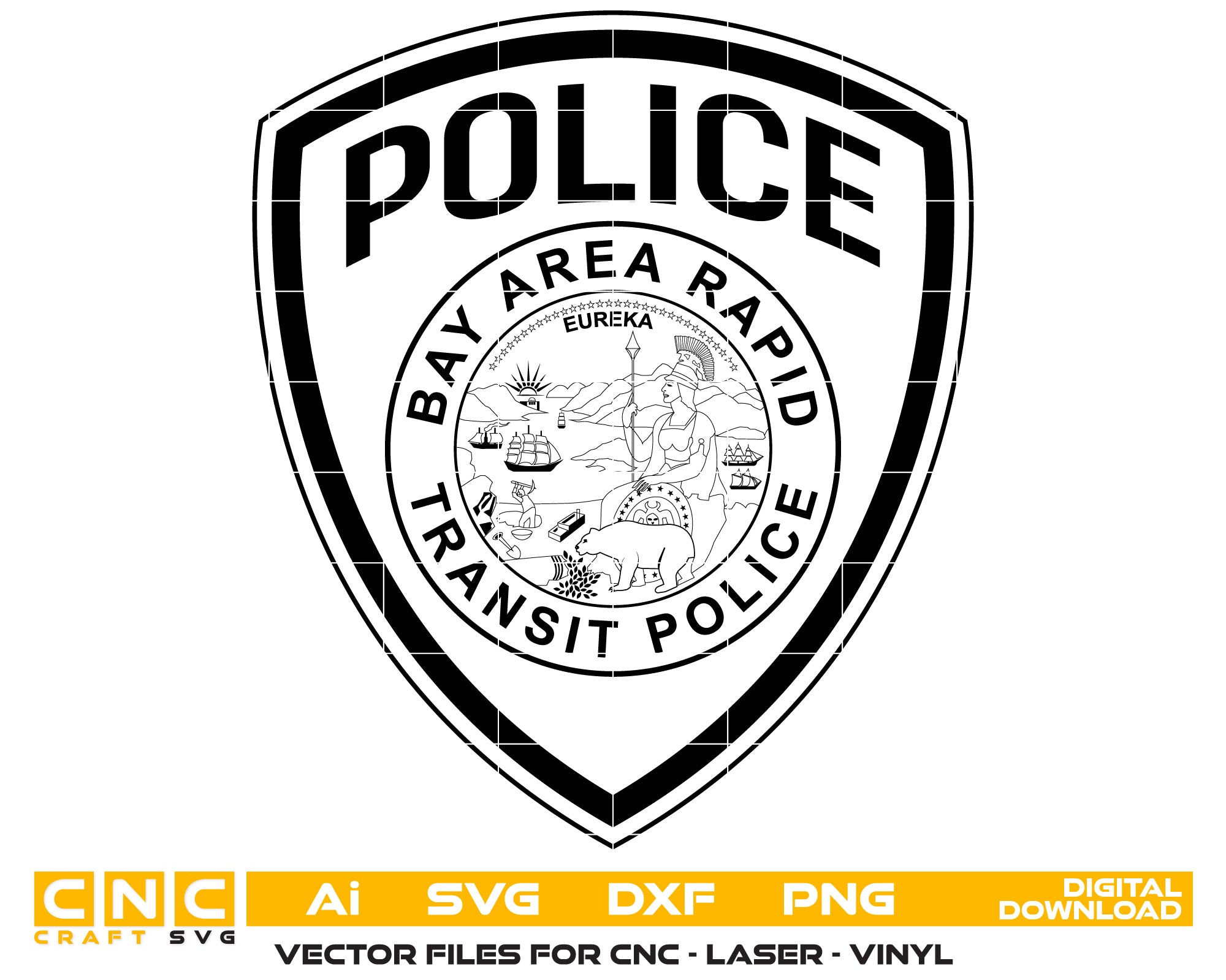Bay Area Rapid Transit Police Department Patch SVG, BART Police Patch Vector, California Law Enforcement Patch SVG, BART PD Patch Design, Police Emblem SVG