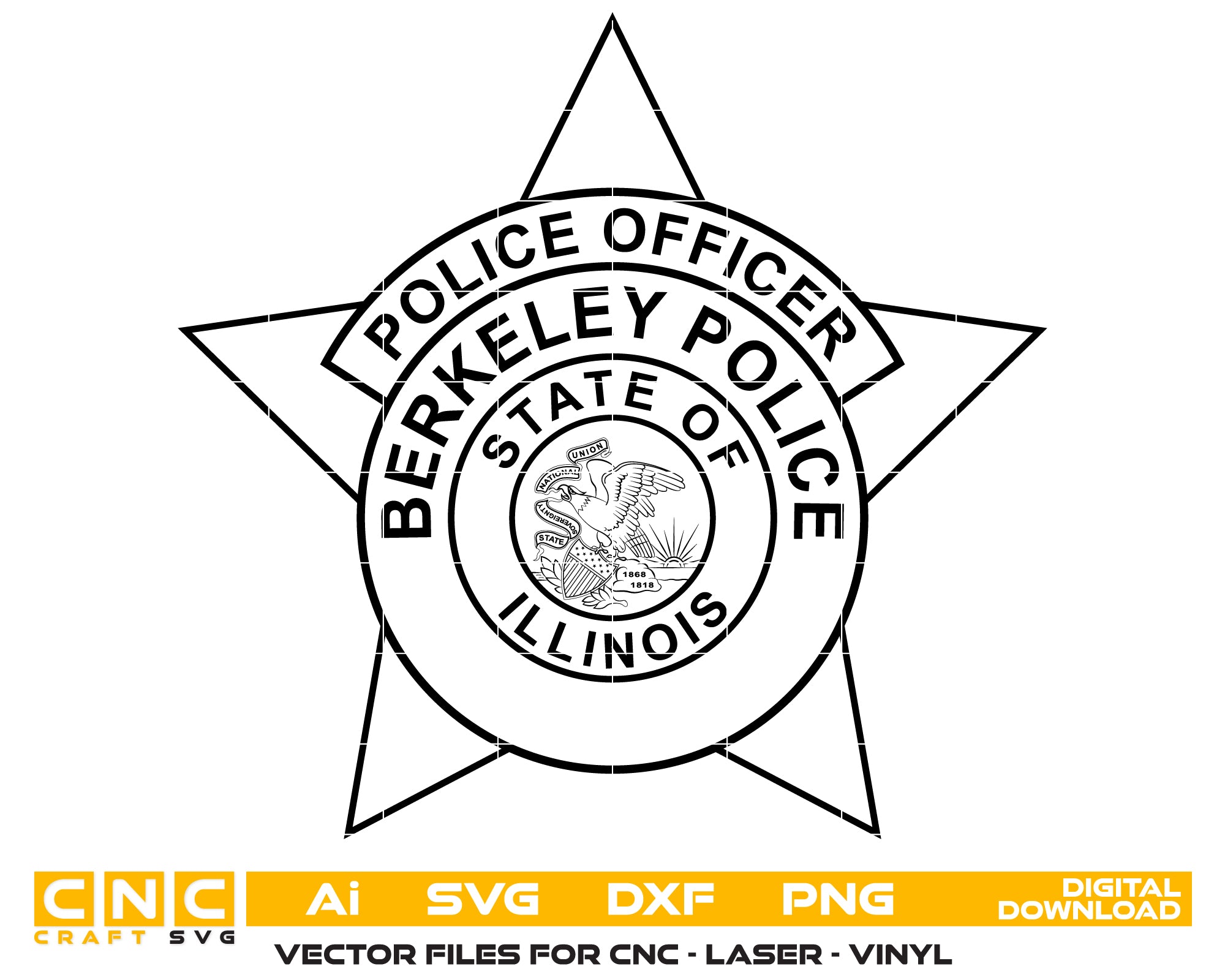 Berkeley Police Officer Badge SVG, Berkeley Police Badge Vector, California Police Badge Design, Law Enforcement Badge SVG
