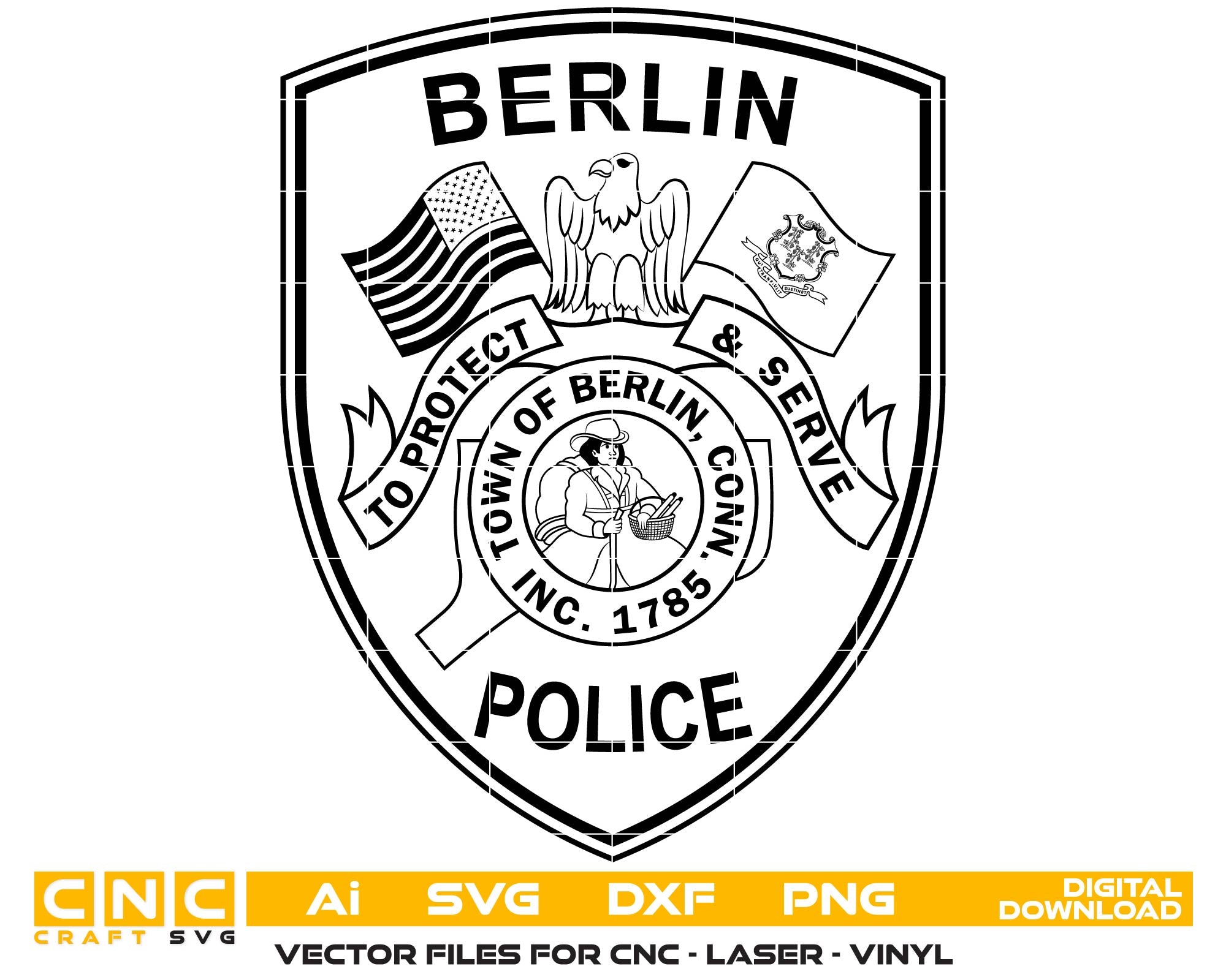 Logo of Berlin Police Department with shield design and text