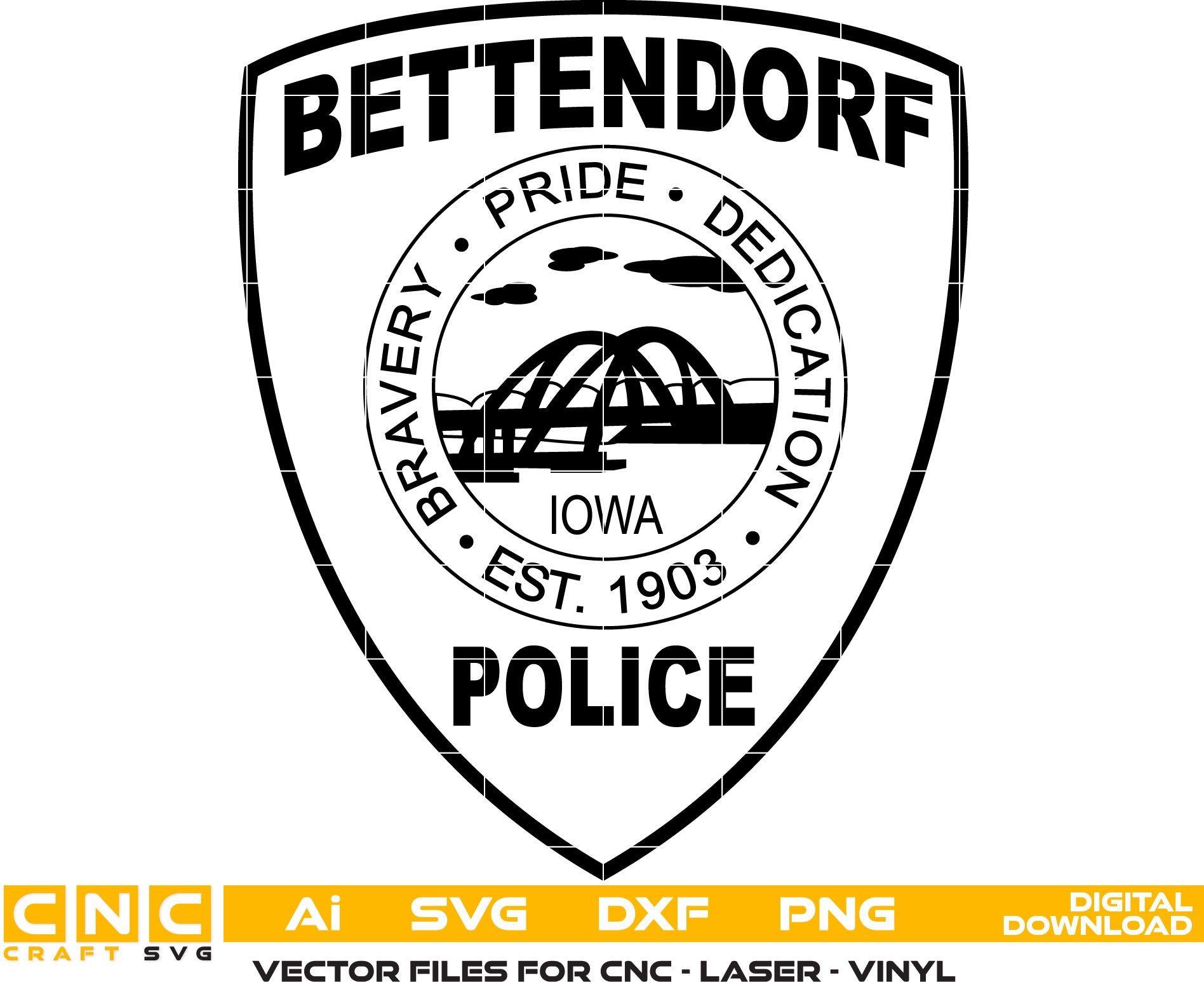 Bettendorf Police Badge SVG | Bettendorf Iowa Police Badge Vector Digital Download