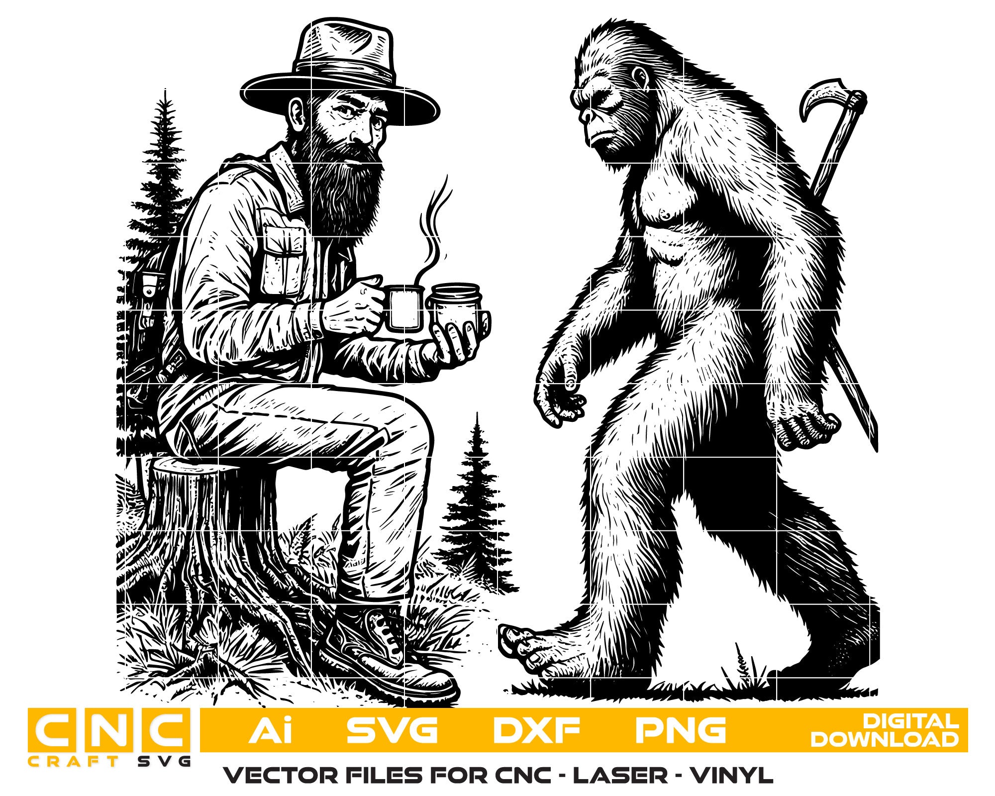 Bigfoot & Man SVG