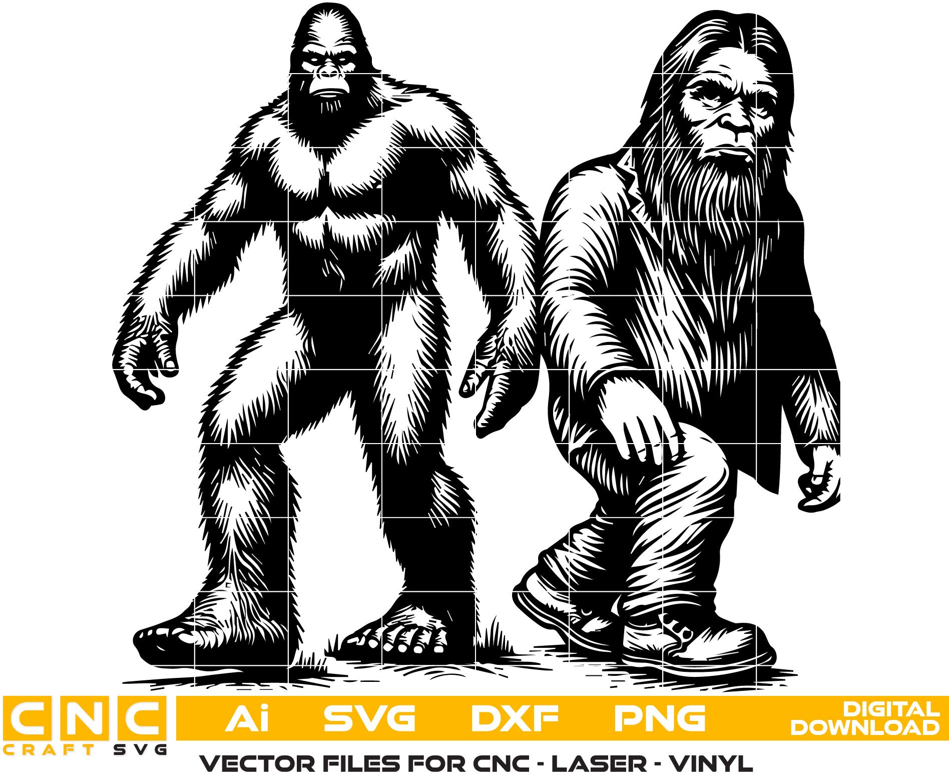 Bigfoot & Man Vector SVG