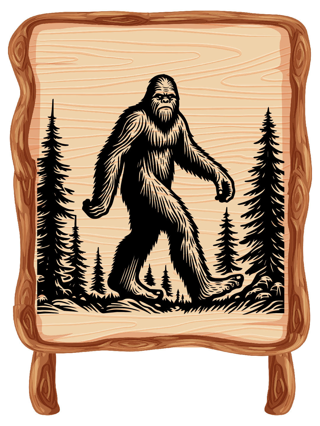 Bigfoot & Tree Vector SVG