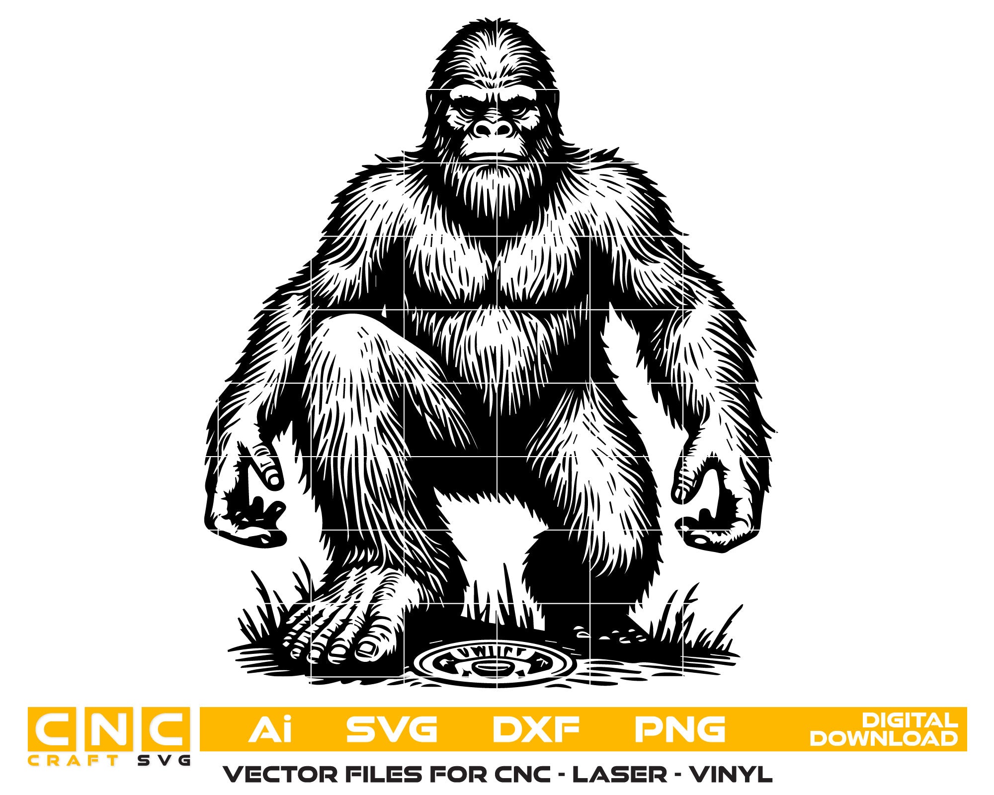 Bigfoot Line Art SVG