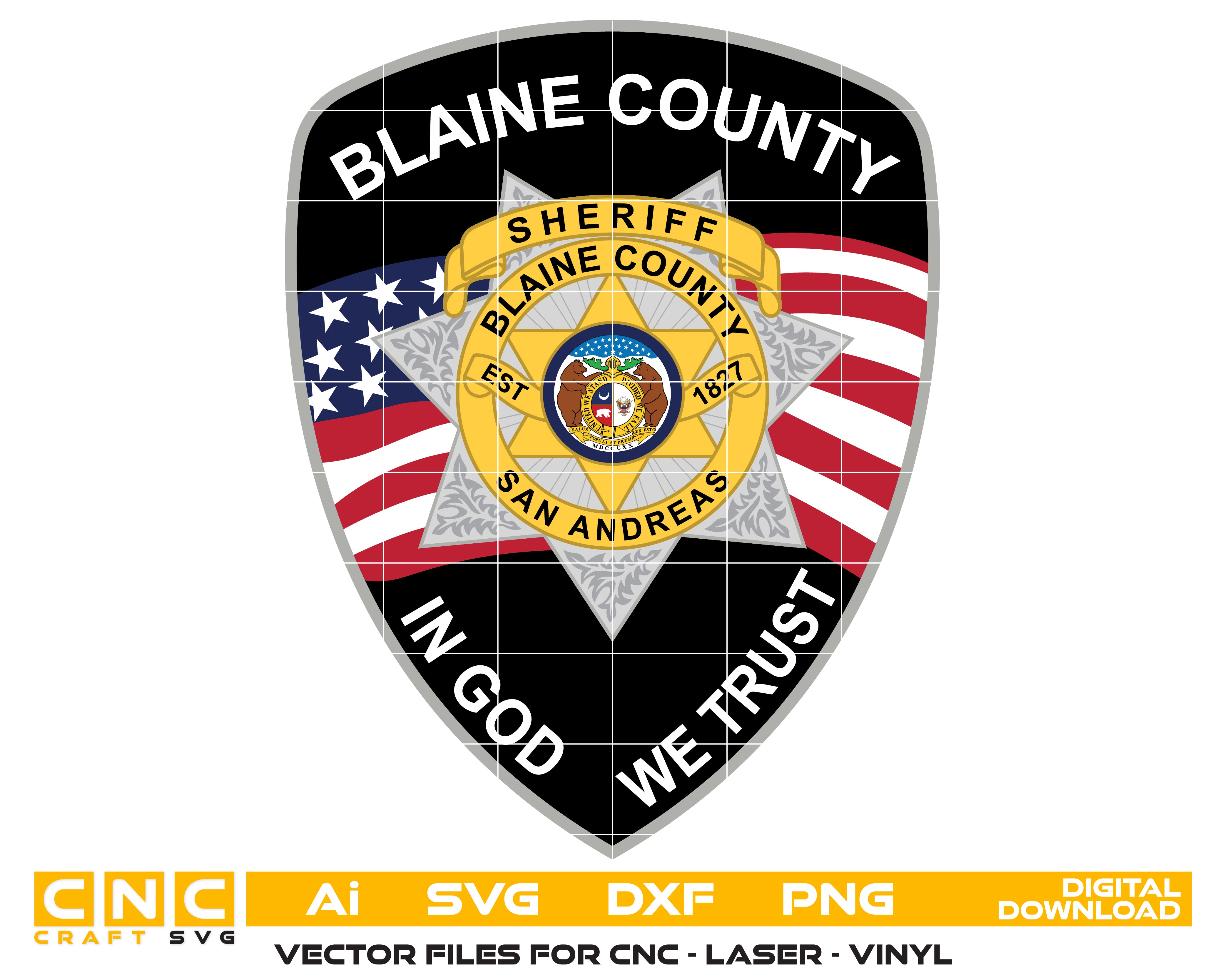 Blaine County MO Sheriff Embroidered Uniform Patch Color SVG, Missouri Sheriff Patch Vector, Blaine County MO Law Enforcement Patch, Sheriff Embroidered Patch SVG, Sheriff Patch Vector File