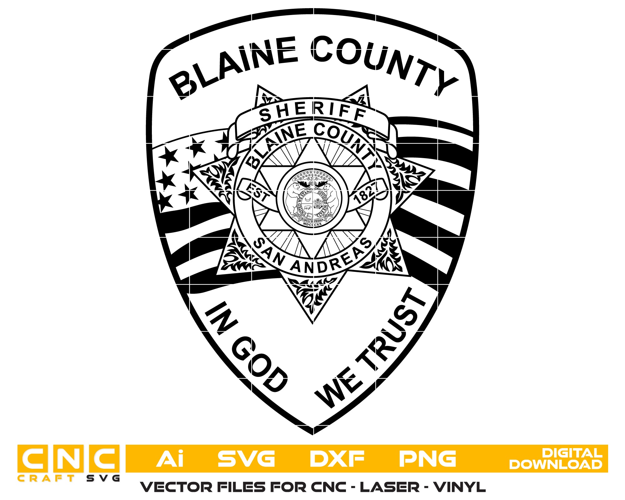Blaine County Sheriff’s Office Badge SVG, Blaine County Sheriff Badge Vector, County Sheriff Badge Emblem, Law Enforcement Badge SVG, Sheriff Badge Vector File