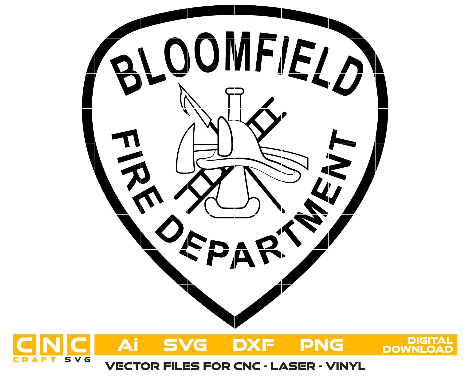 Logo of Bloomfield Fire Department with a shield shape on a white background