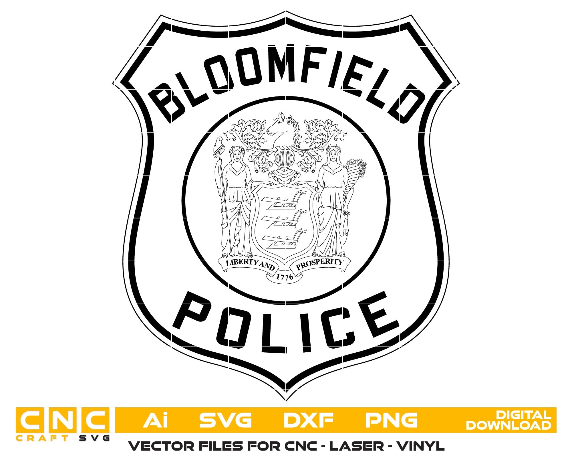 Bloomfield Police logo with shield design on a white background