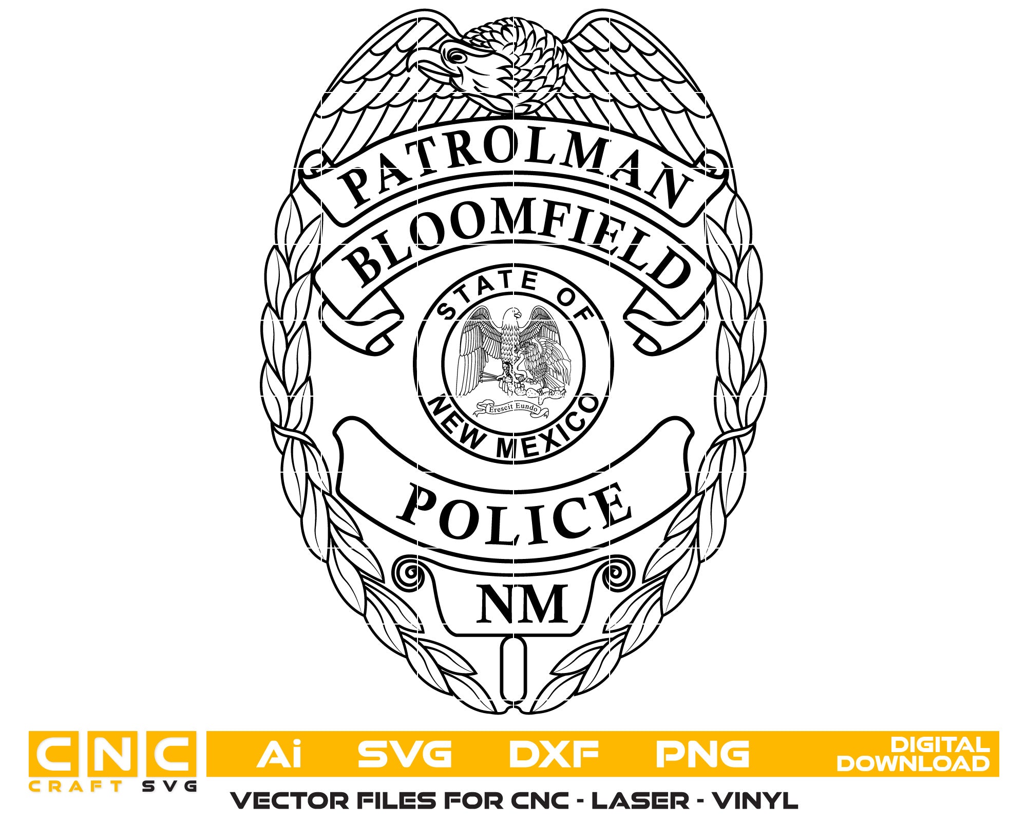 Bloomfield Police Patrolman Badge SVG, Police Badge Vector, Bloomfield Police Patrolman Badge, Law Enforcement Badge SVG, Police Officer Badge Vector