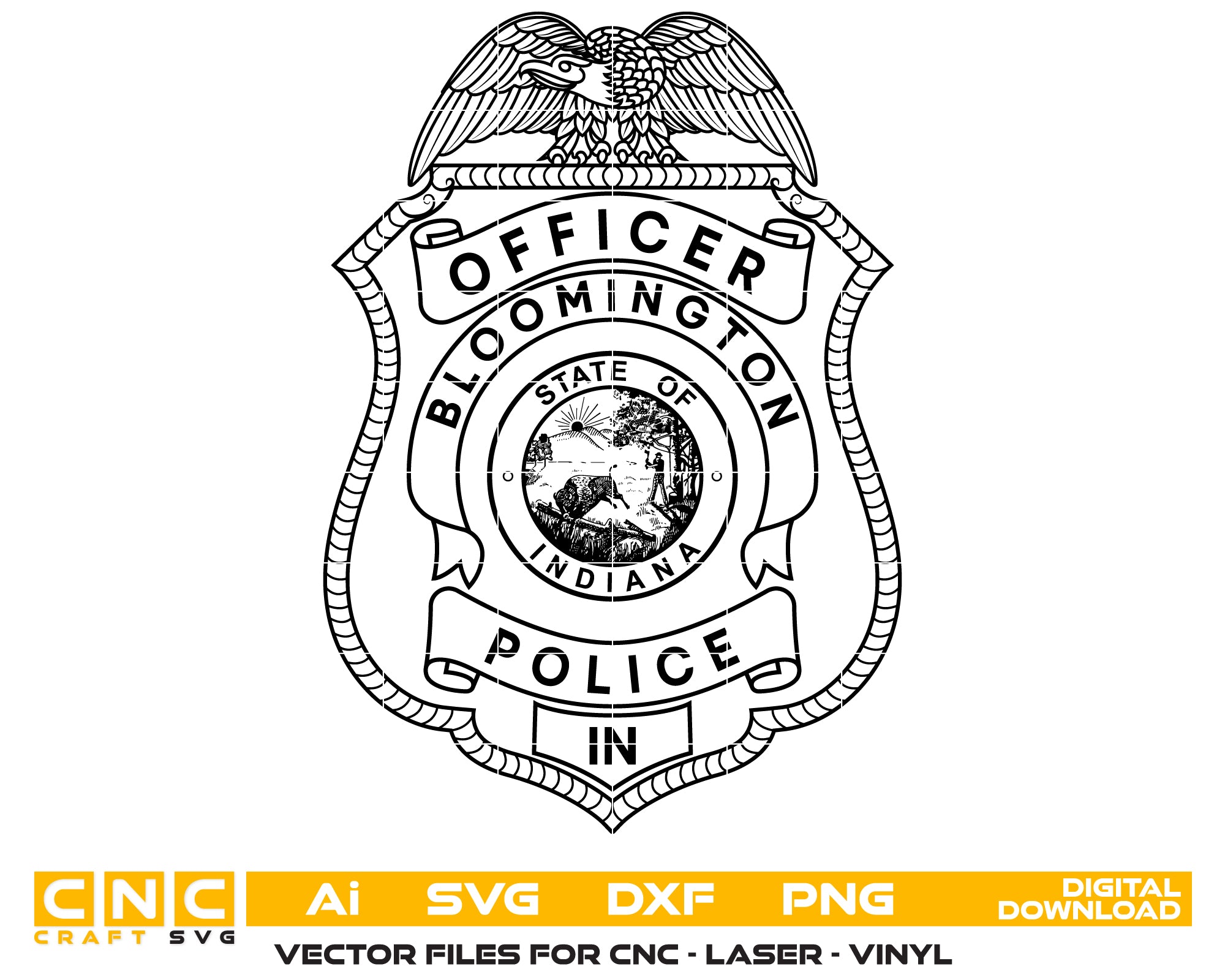 Bloomington Police Badge SVG, Bloomington Police Vector, Police Department Badge SVG, Law Enforcement Logo Vector, Bloomington Badge Design, Police SVG File