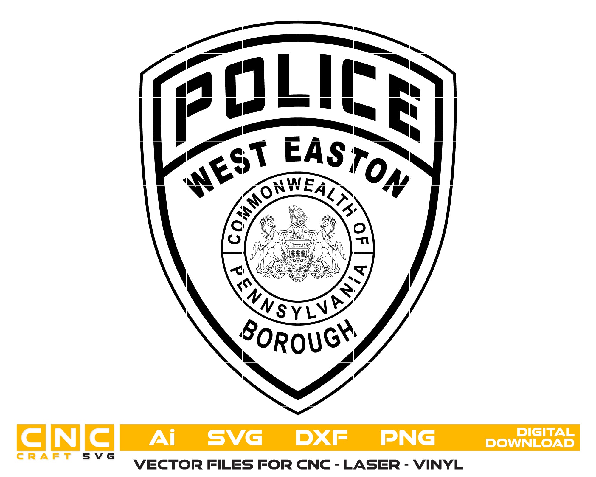 Borough Of West Easton Police Patch SVG, West Easton Pennsylvania Police Patch Vector, West Easton Police Emblem SVG, PA Law Enforcement Patch Vector, West Easton PD Patch