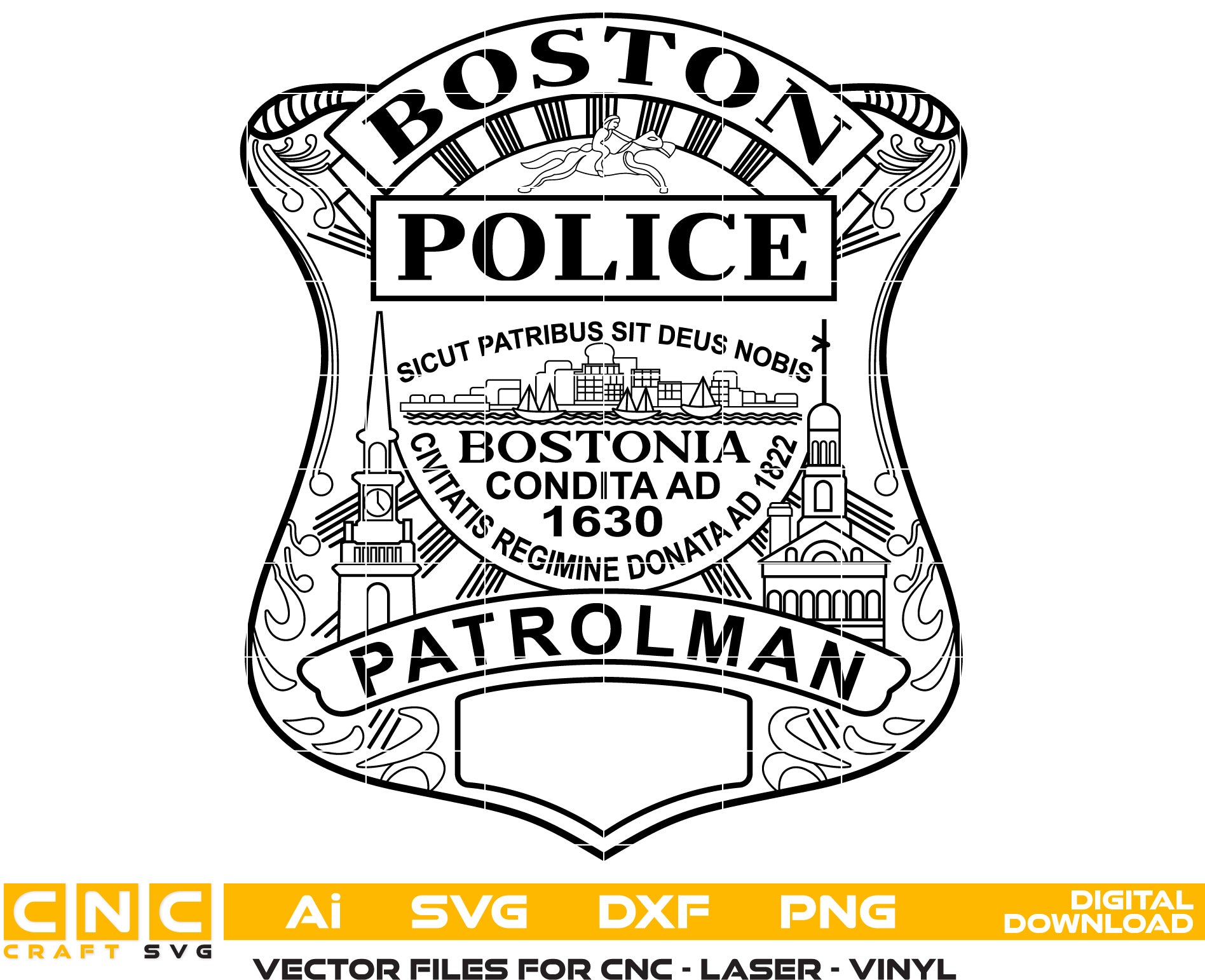 Boston Patrolman Police Badge