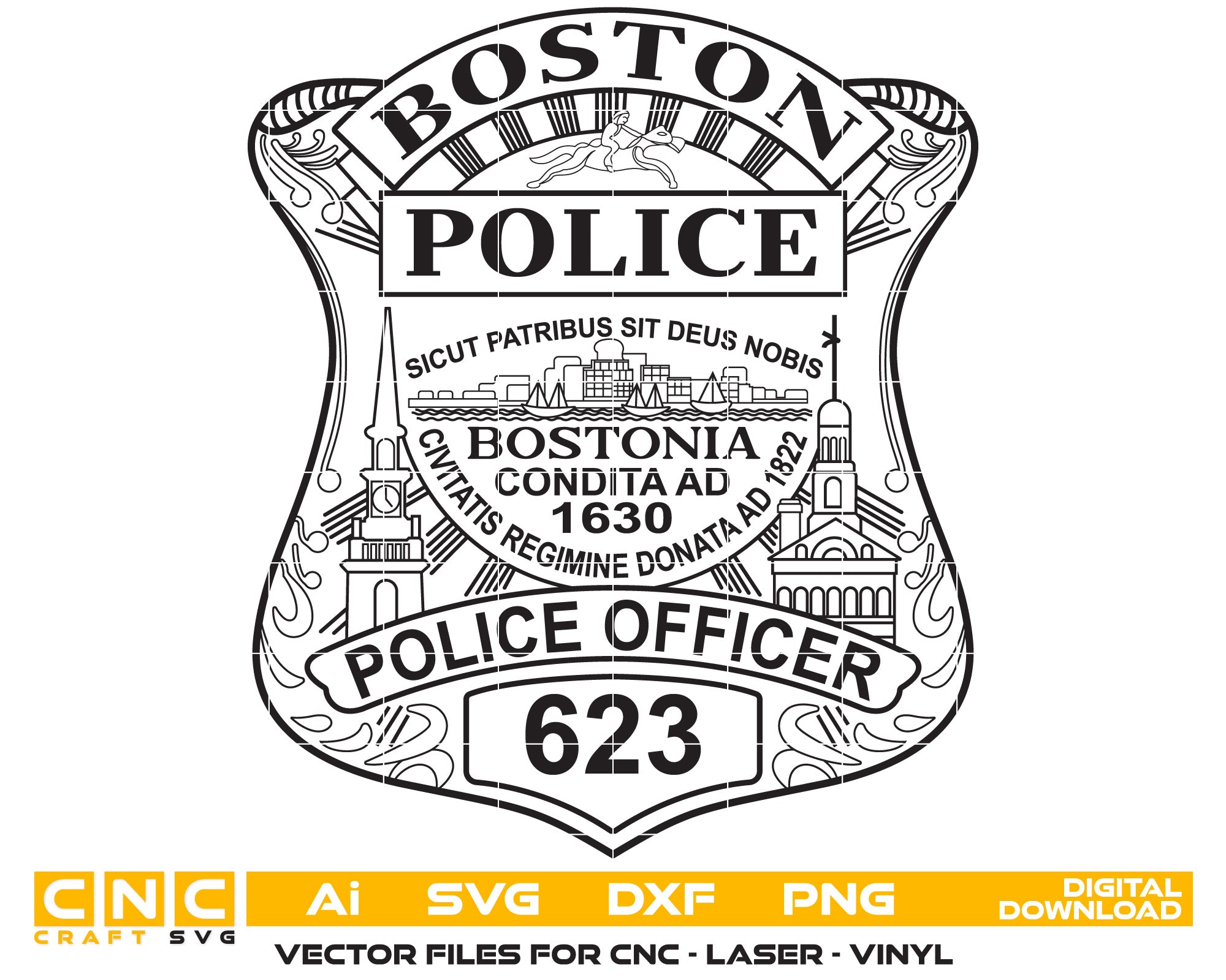 Boston Police Officer Badge