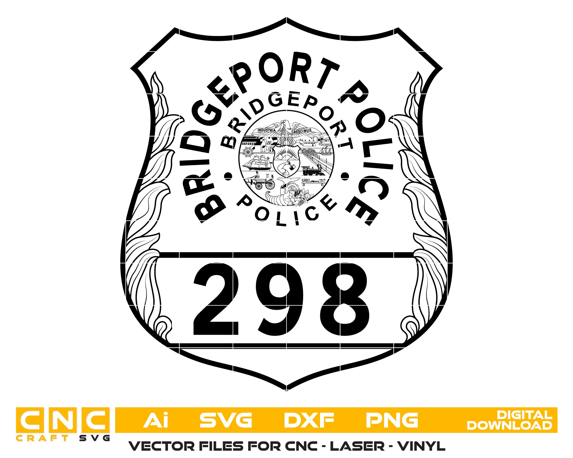 Bridgeport Police Badge SVG, Bridgeport Connecticut Police Badge Vector, Bridgeport Police SVG Emblem, Connecticut Law Enforcement Badge Logo SVG, #support