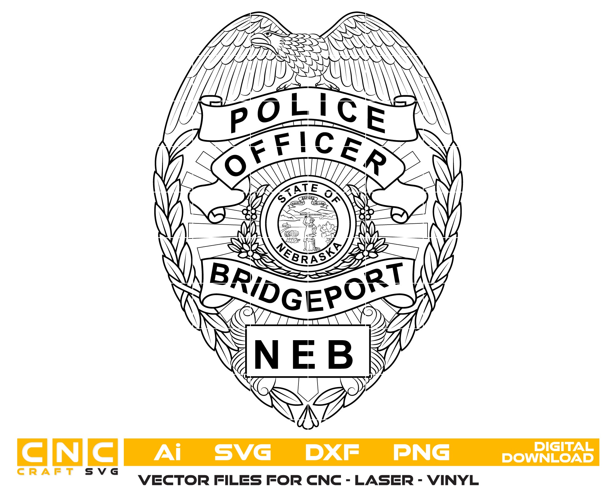 bridgeport police officer badge svg, bridgeport nebraska police badge vector, bridgeport police svg emblem, nebraska police badge svg file, bridgeport law enforcement badge svg